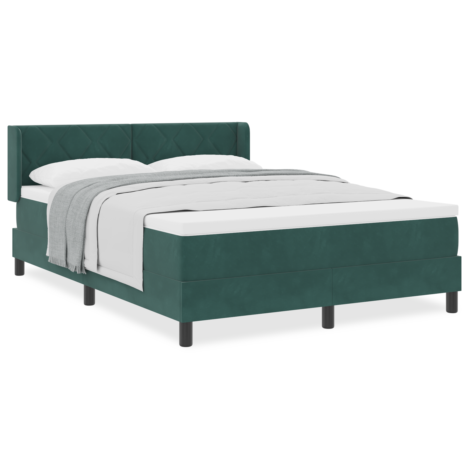 vidaXL Pat cu Saltea cu Arcuri Negru 100x200 cm Catifea Verde închis