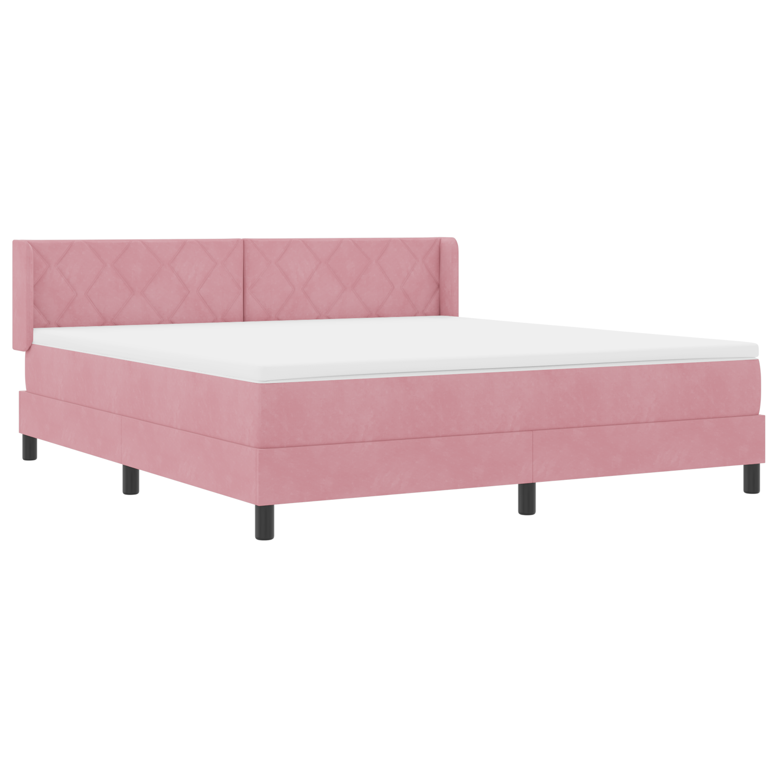 vidaXL Pat cu Saltea cu Arcuri Negru 100x200 cm Catifea cu saltea Roz