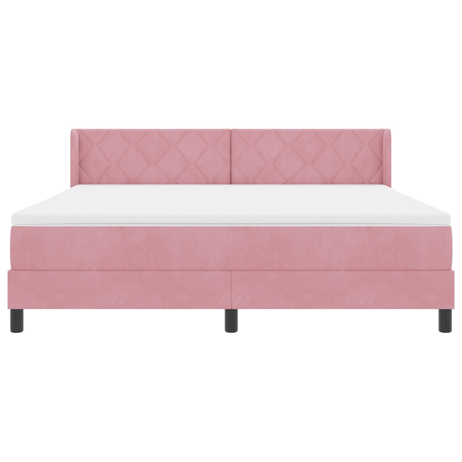 vidaXL Pat cu Saltea cu Arcuri Negru 100x200 cm Catifea cu saltea Roz
