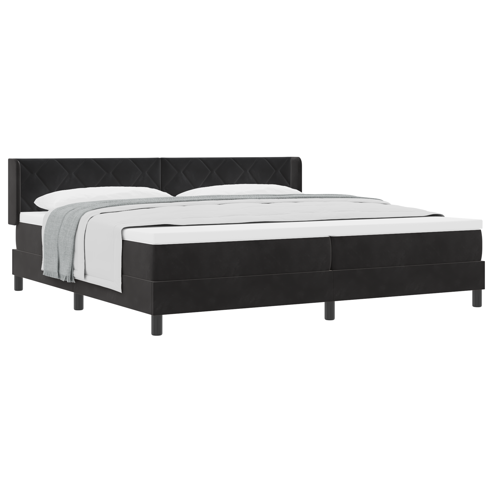 vidaXL Pat cu Saltea cu Arcuri Negru 100x200 cm Catifea Negru