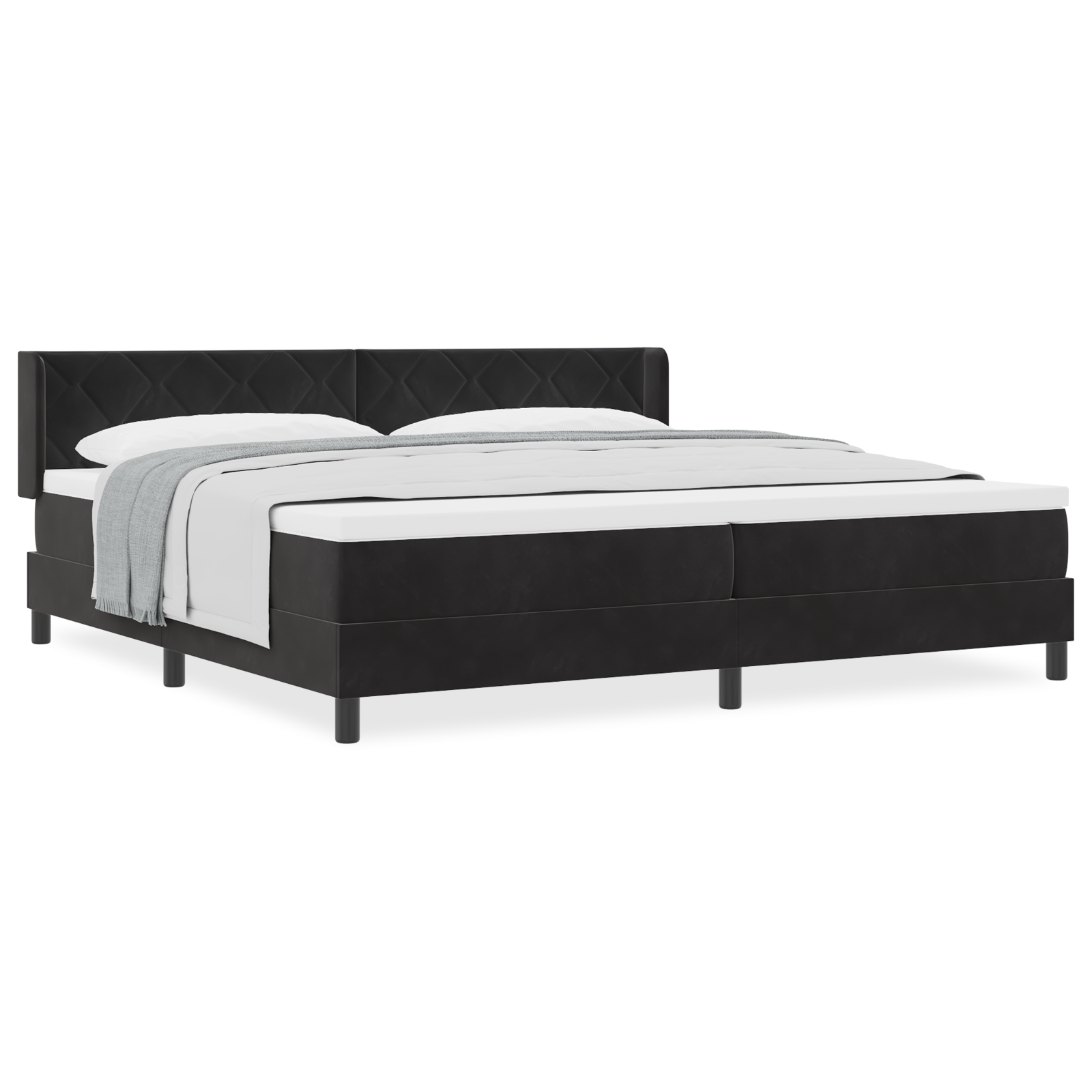 vidaXL Pat cu Saltea cu Arcuri Negru 100x200 cm Catifea Negru