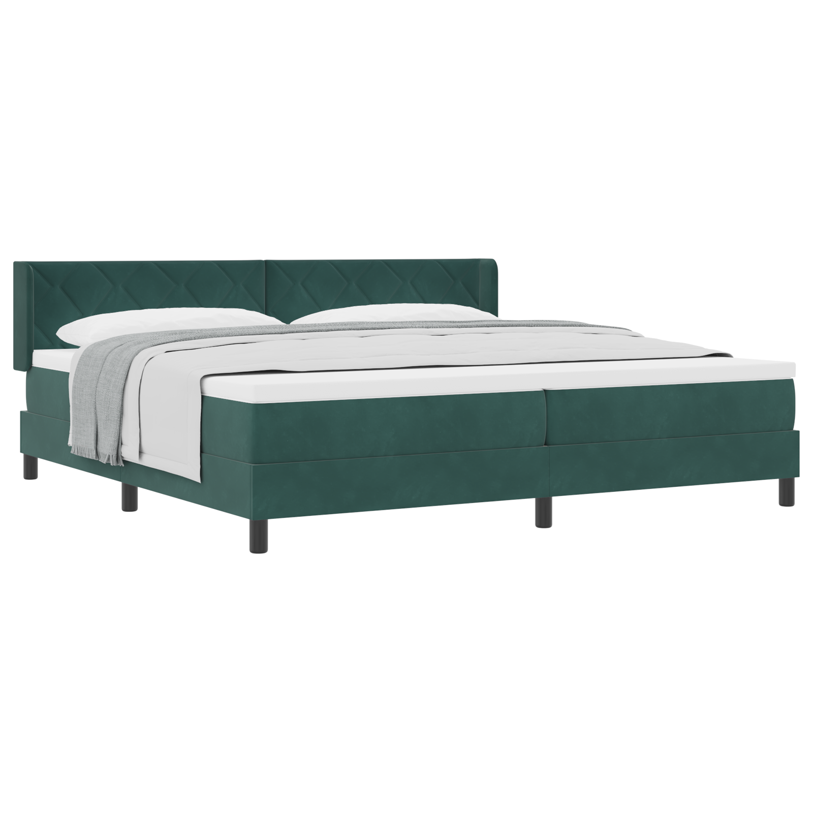 vidaXL Pat cu Saltea cu Arcuri Negru 100x200 cm Catifea Verde închis
