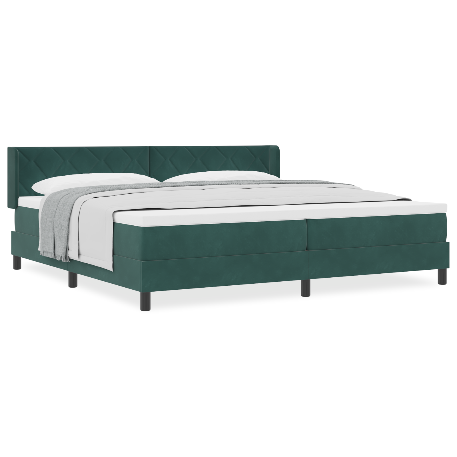 vidaXL Pat cu Saltea cu Arcuri Negru 100x200 cm Catifea Verde închis