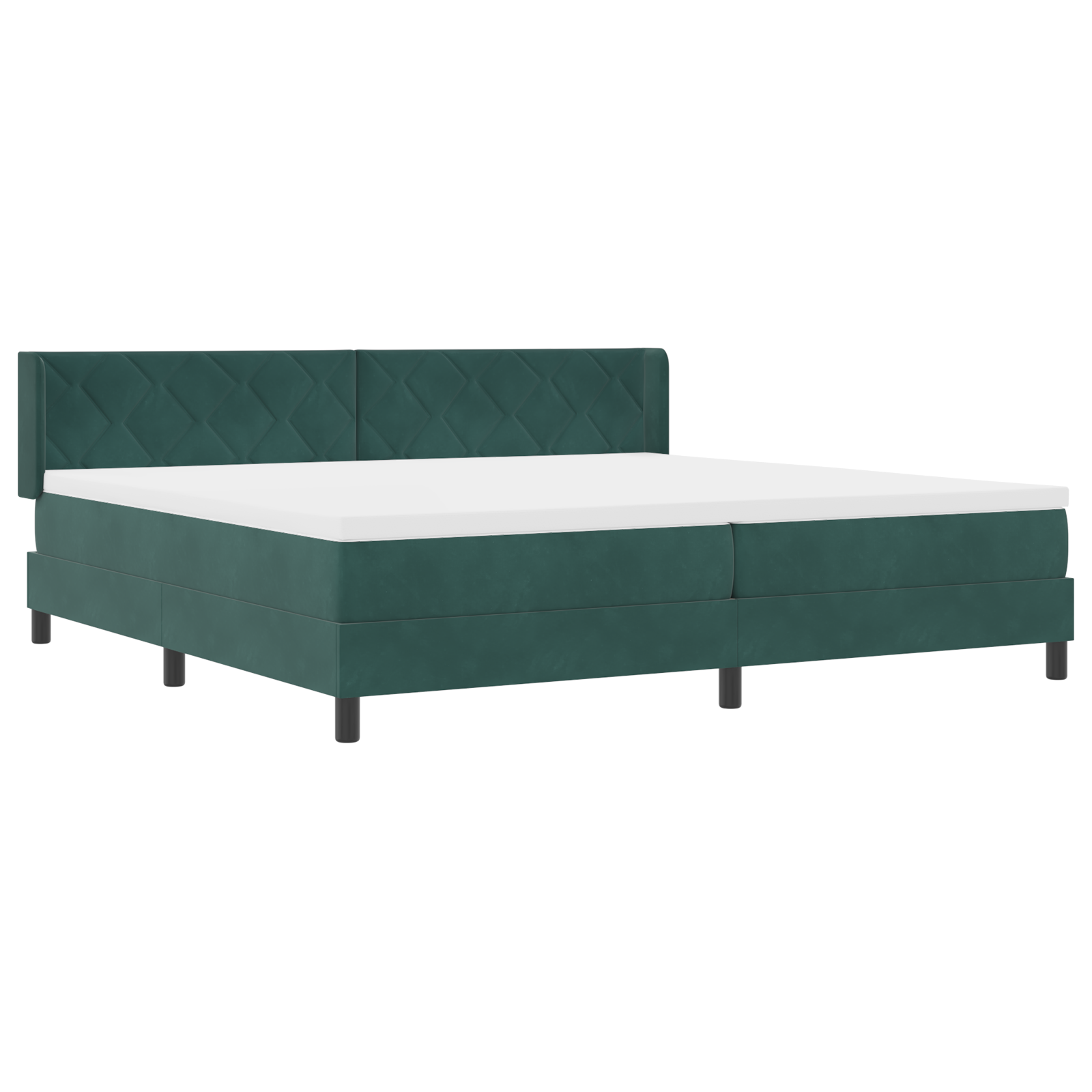 vidaXL Pat cu Saltea cu Arcuri Negru 100x200 cm Catifea Verde închis
