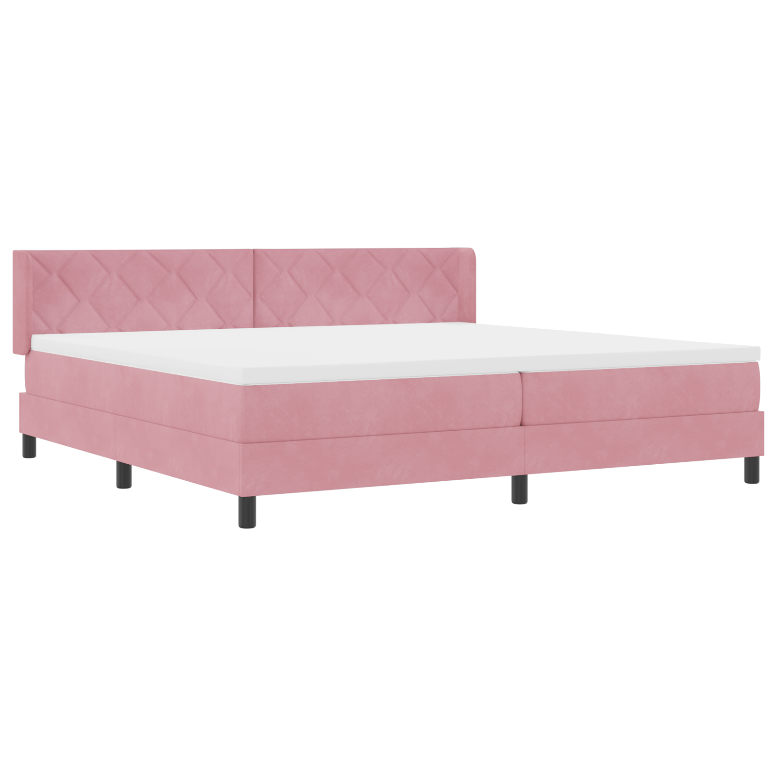 vidaXL Pat cu Saltea cu Arcuri Negru 100x200 cm Catifea cu saltea Roz