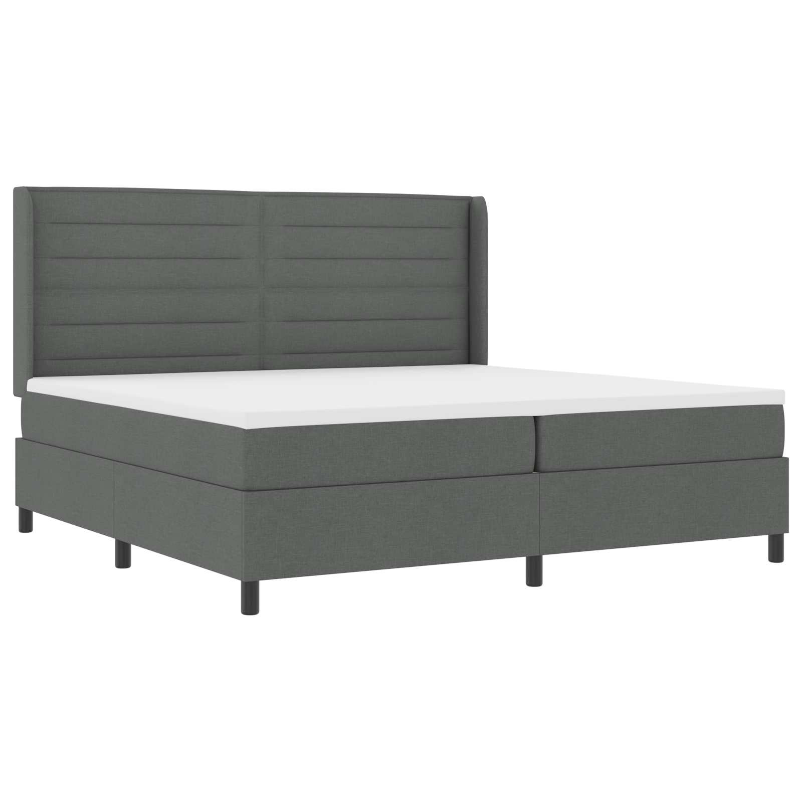 vidaXL Pat cu arcuri cu saltea Gri închis 200 x 200 cm țesătură vidaXL Pat cu arcuri cu saltea Gri închis 200 x 200 cm țesătură