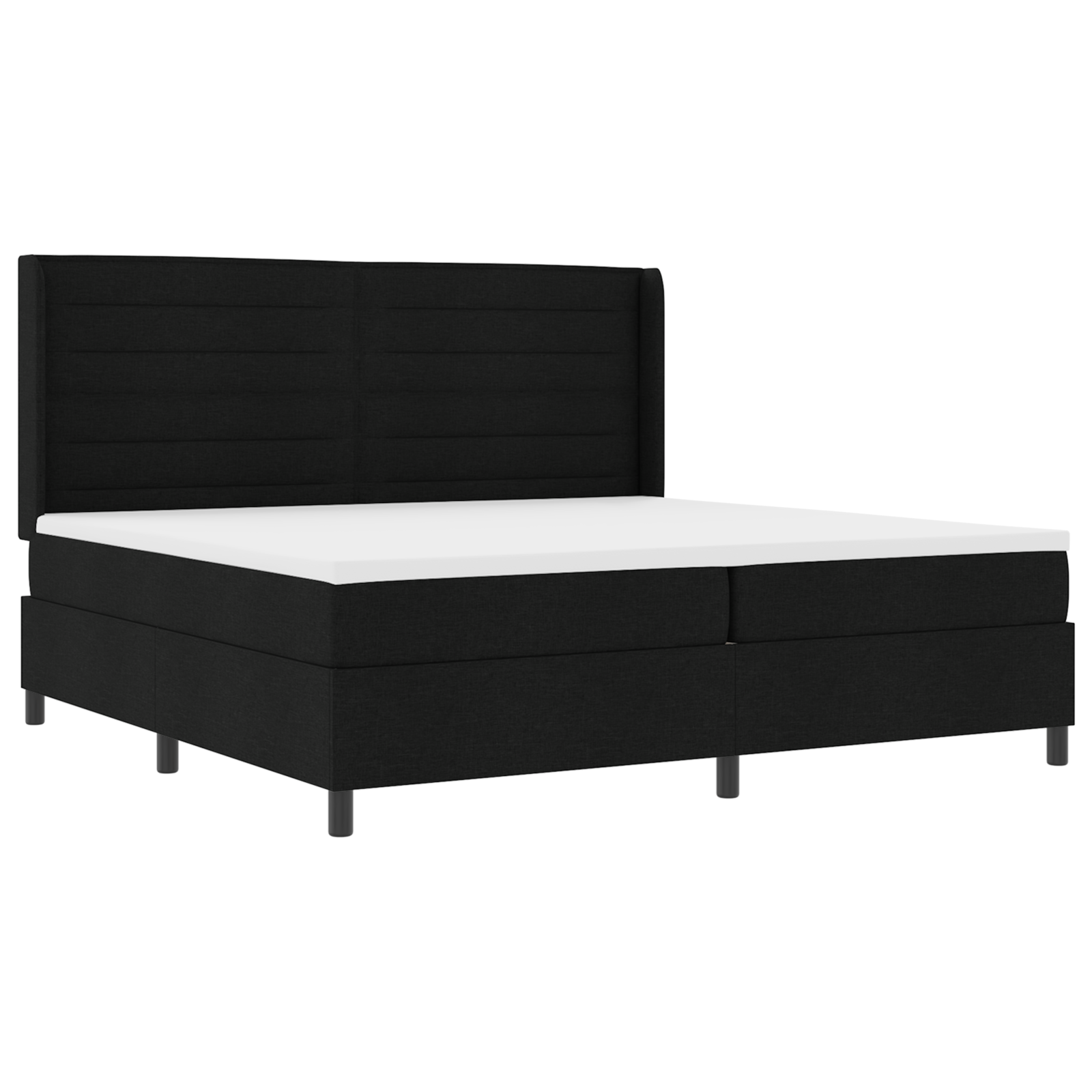 vidaXL Pat cu arcuri cu saltea Negru 200 x 200 cm țesătură vidaXL Pat cu arcuri cu saltea Negru 200 x 200 cm țesătură