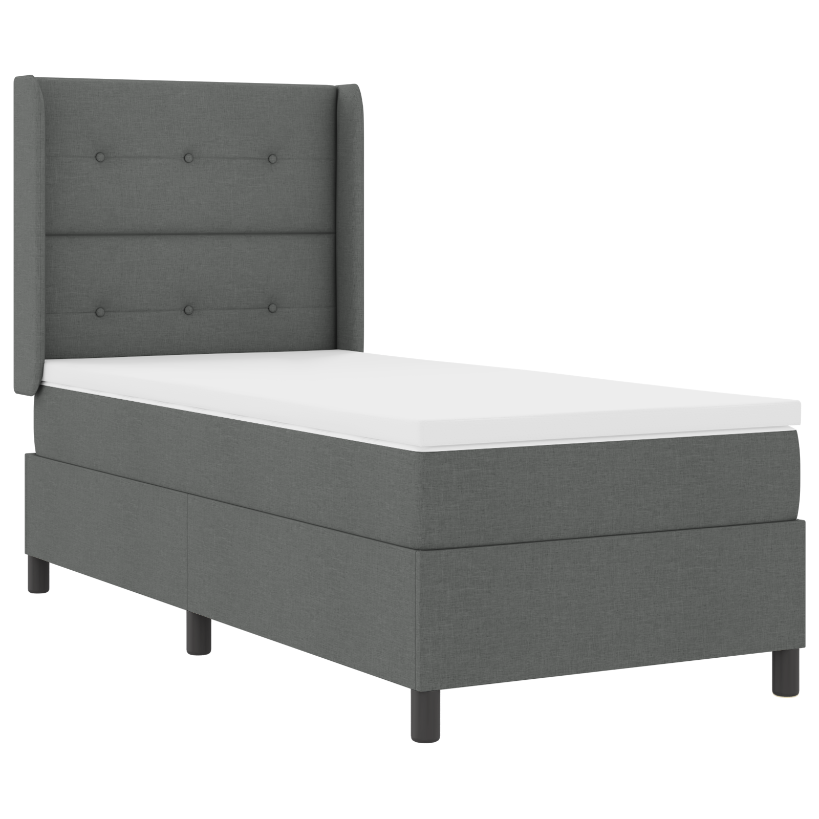 vidaXL Pat cu arcuri cu saltea Gri închis 100 x 200 cm țesătură vidaXL Pat cu arcuri cu saltea Gri închis 100 x 200 cm țesătură