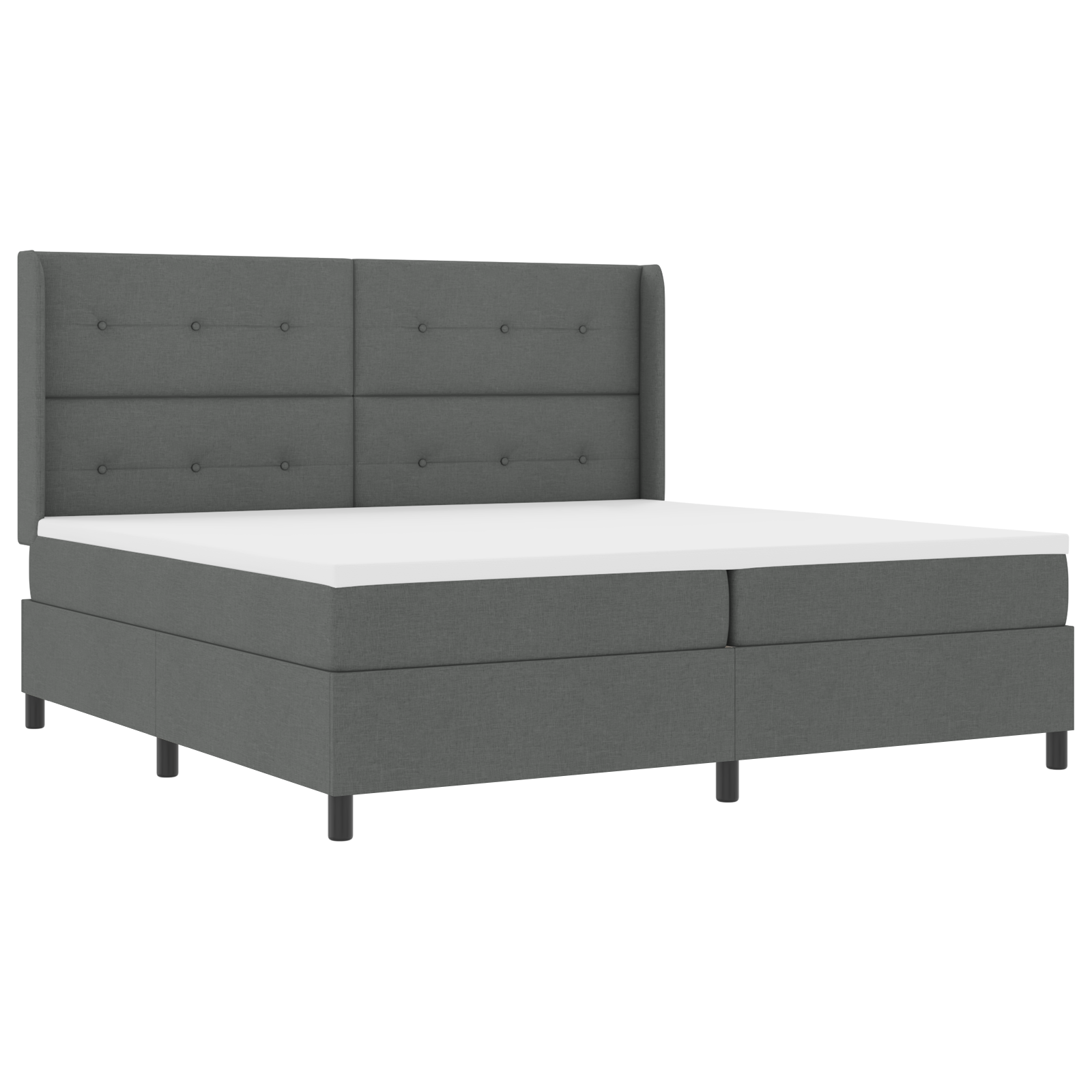 vidaXL Pat cu arcuri cu saltea Gri închis 200 x 200 cm țesătură vidaXL Pat cu arcuri cu saltea Gri închis 200 x 200 cm țesătură