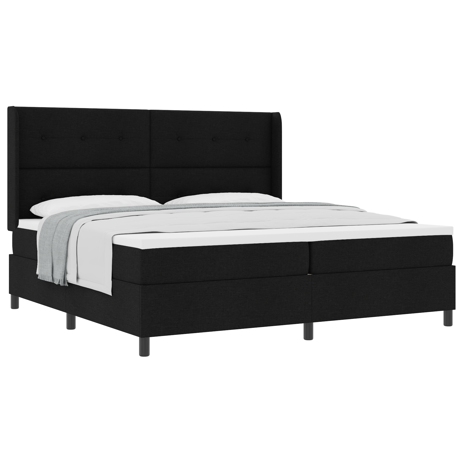 vidaXL Pat cu arcuri cu saltea Negru 200 x 200 cm țesătură