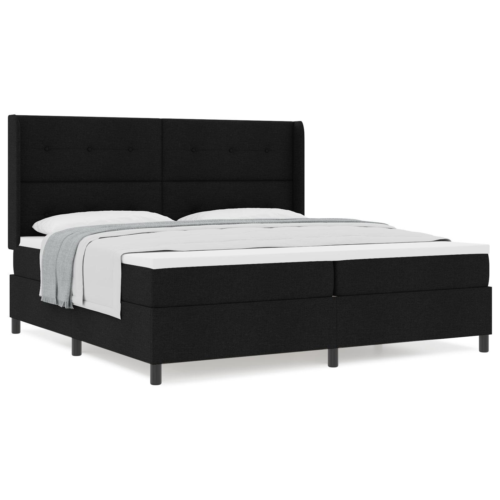 vidaXL Pat cu arcuri cu saltea Negru 200 x 200 cm țesătură