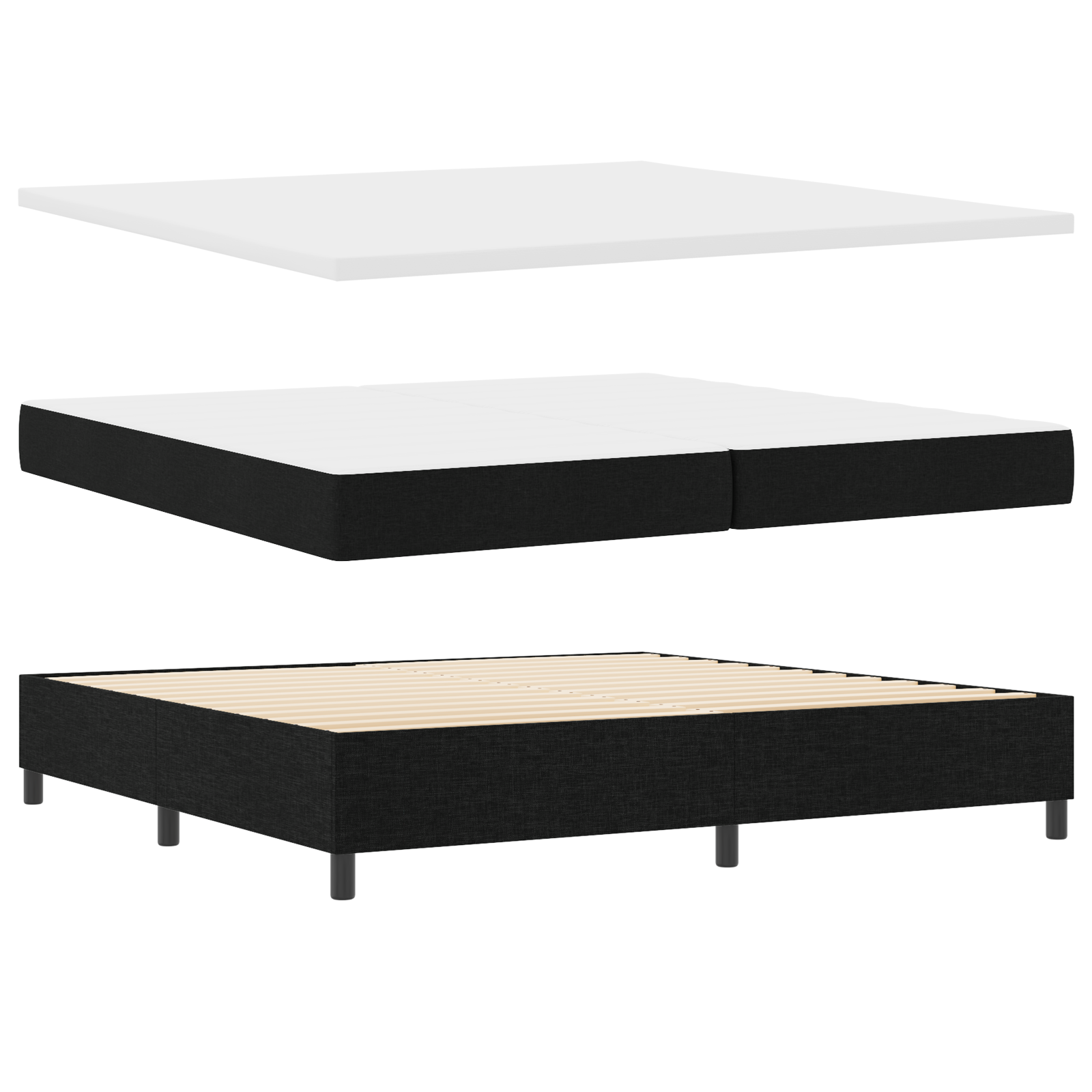 vidaXL Pat cu arcuri cu saltea Negru 200 x 200 cm țesătură