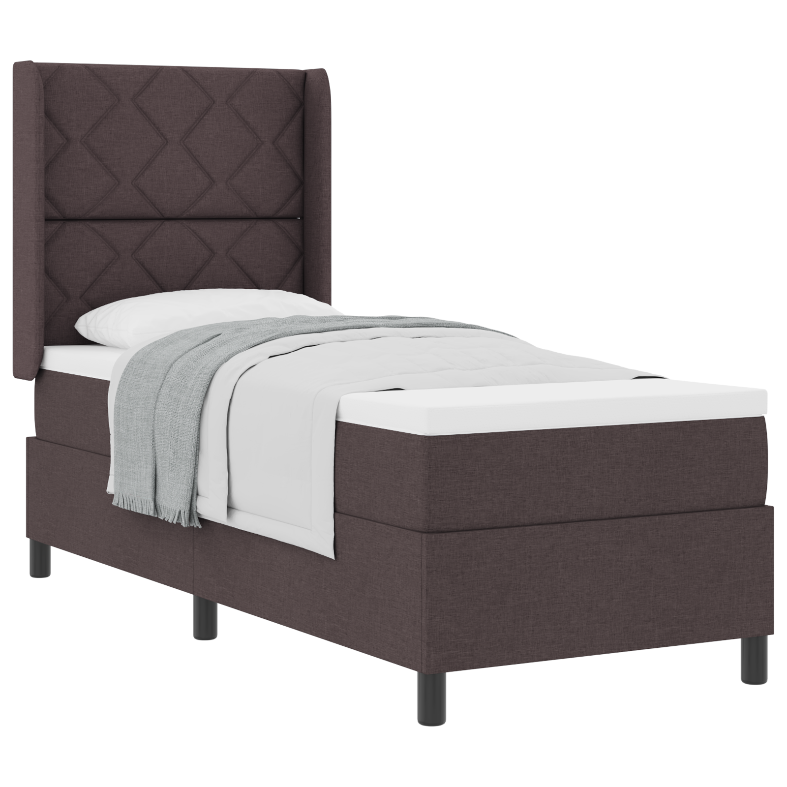 vidaXL Pat cu arcuri cu saltea Maro închis 80 x 200 cm țesătură vidaXL Pat cu arcuri cu saltea Maro închis 80 x 200 cm țesătură