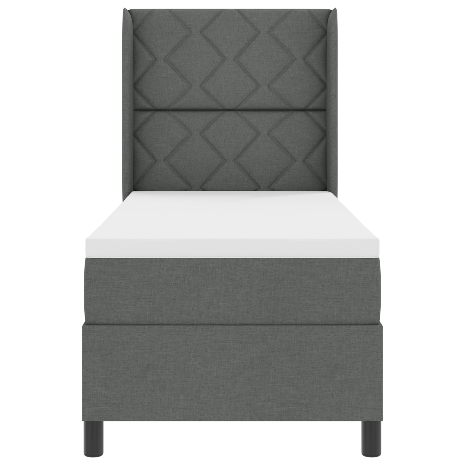 vidaXL Pat cu arcuri cu saltea Gri închis 90 x 190 cm țesătură vidaXL Pat cu arcuri cu saltea Gri închis 90 x 190 cm țesătură