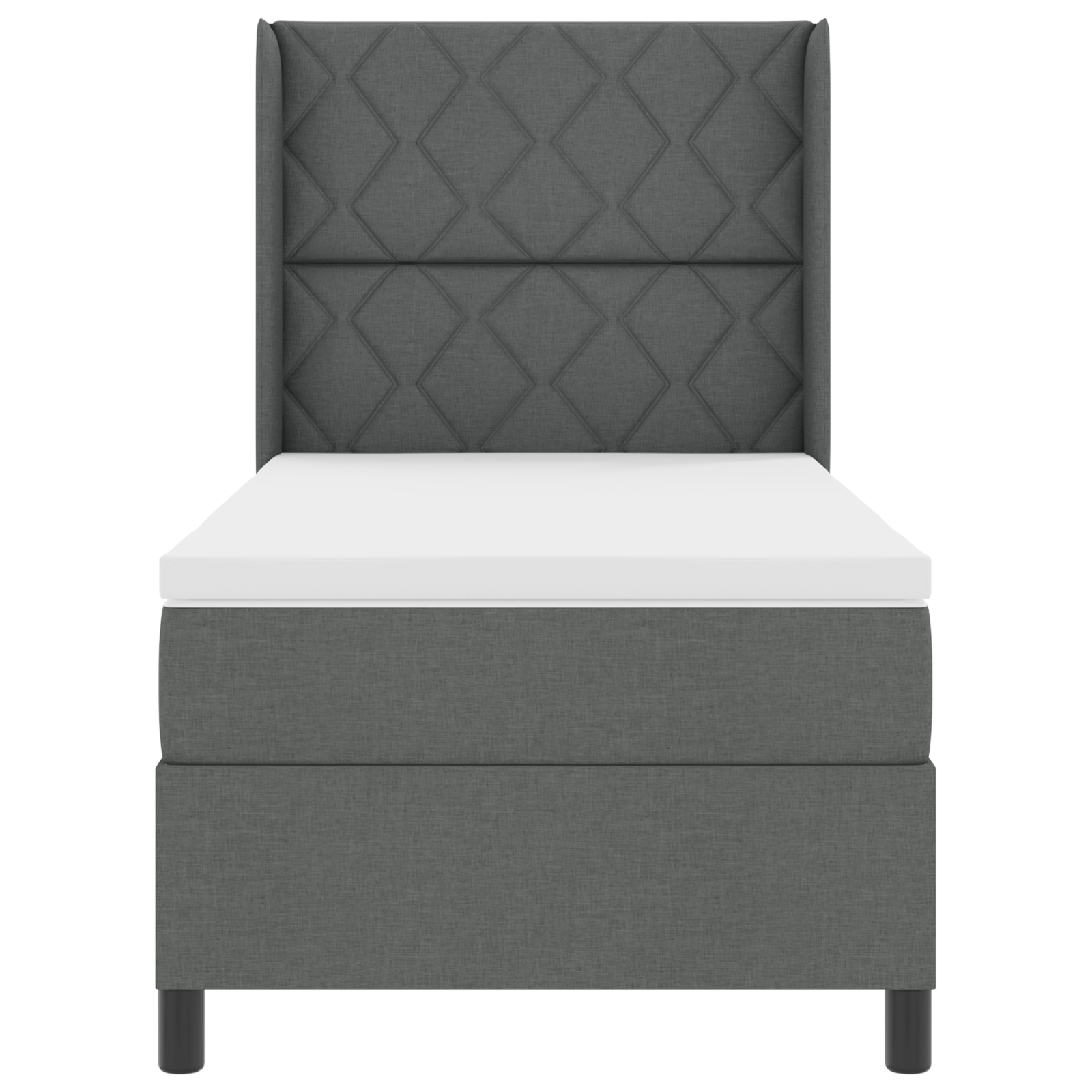 vidaXL Pat cu arcuri cu saltea Gri închis 90 x 200 cm țesătură vidaXL Pat cu arcuri cu saltea Gri închis 90 x 200 cm țesătură