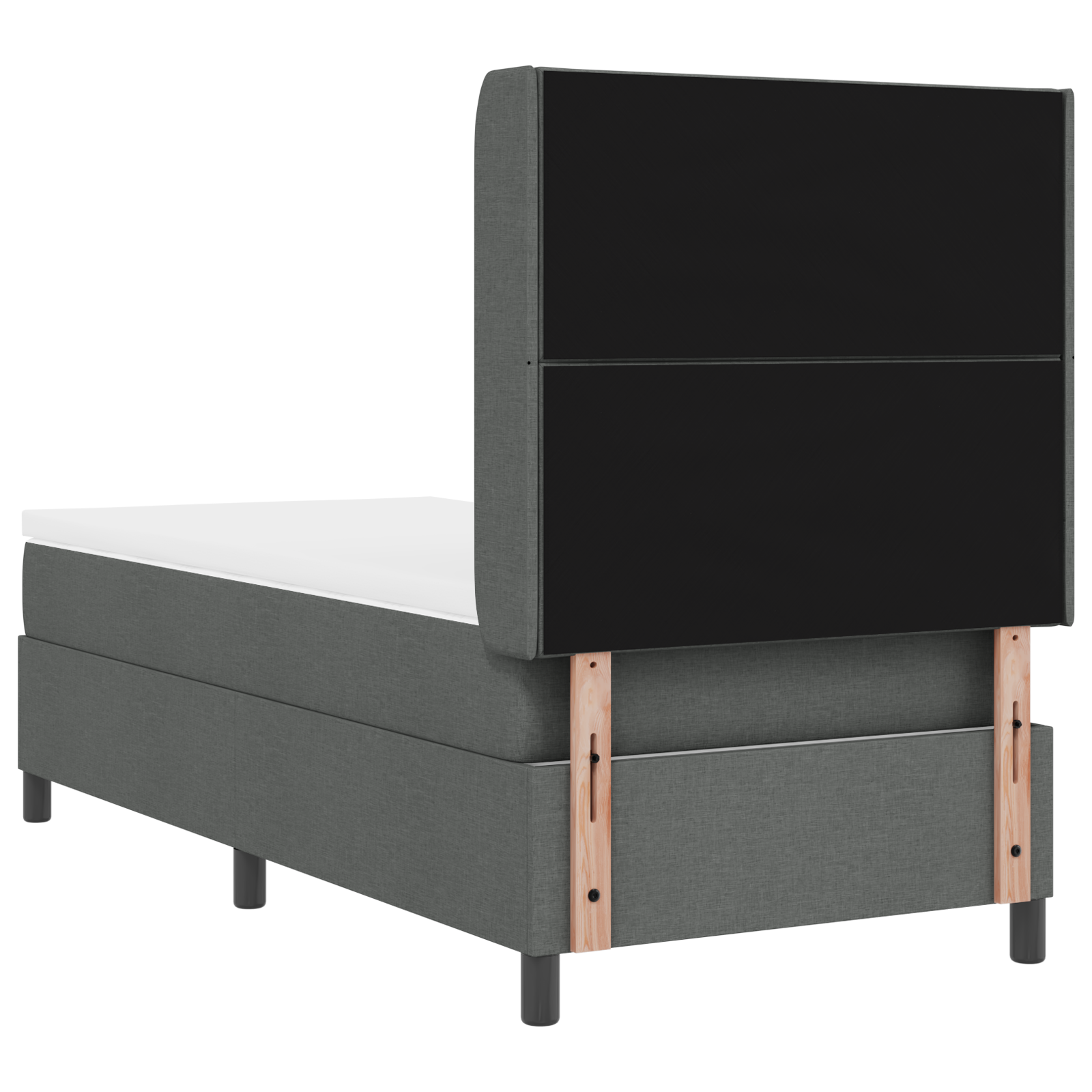 vidaXL Pat cu arcuri cu saltea Gri închis 90 x 200 cm țesătură vidaXL Pat cu arcuri cu saltea Gri închis 90 x 200 cm țesătură