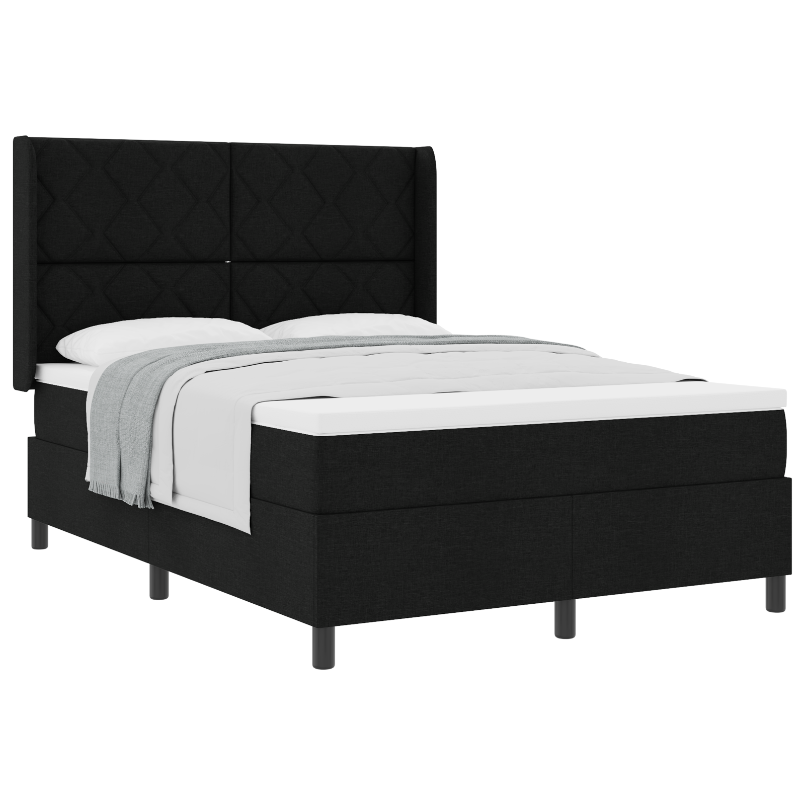 vidaXL Șezlong cu saltea Neagră 140x200 cm din material