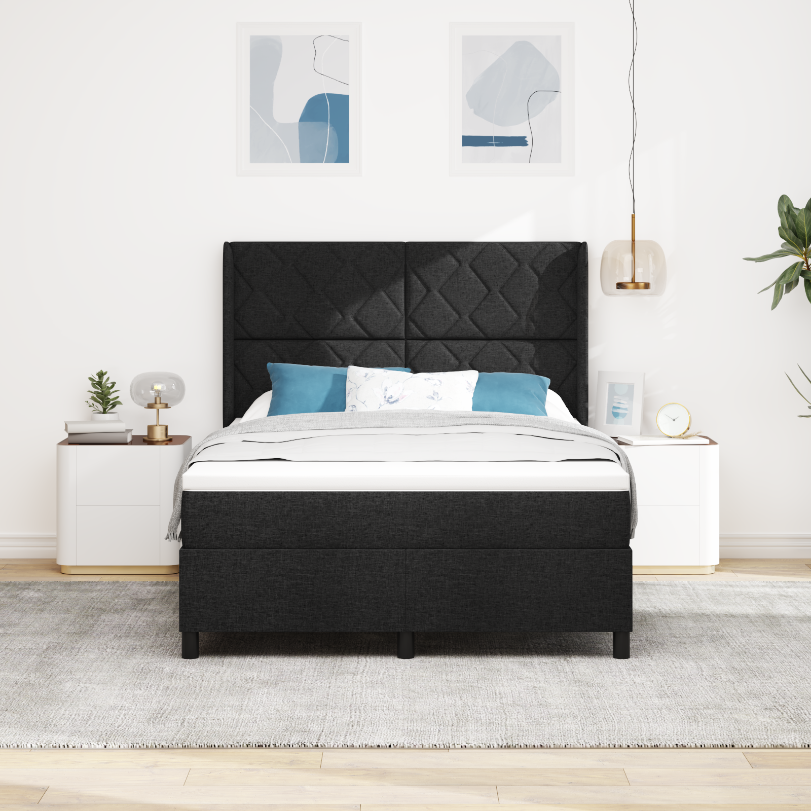 vidaXL Șezlong cu saltea Neagră 140x200 cm din material