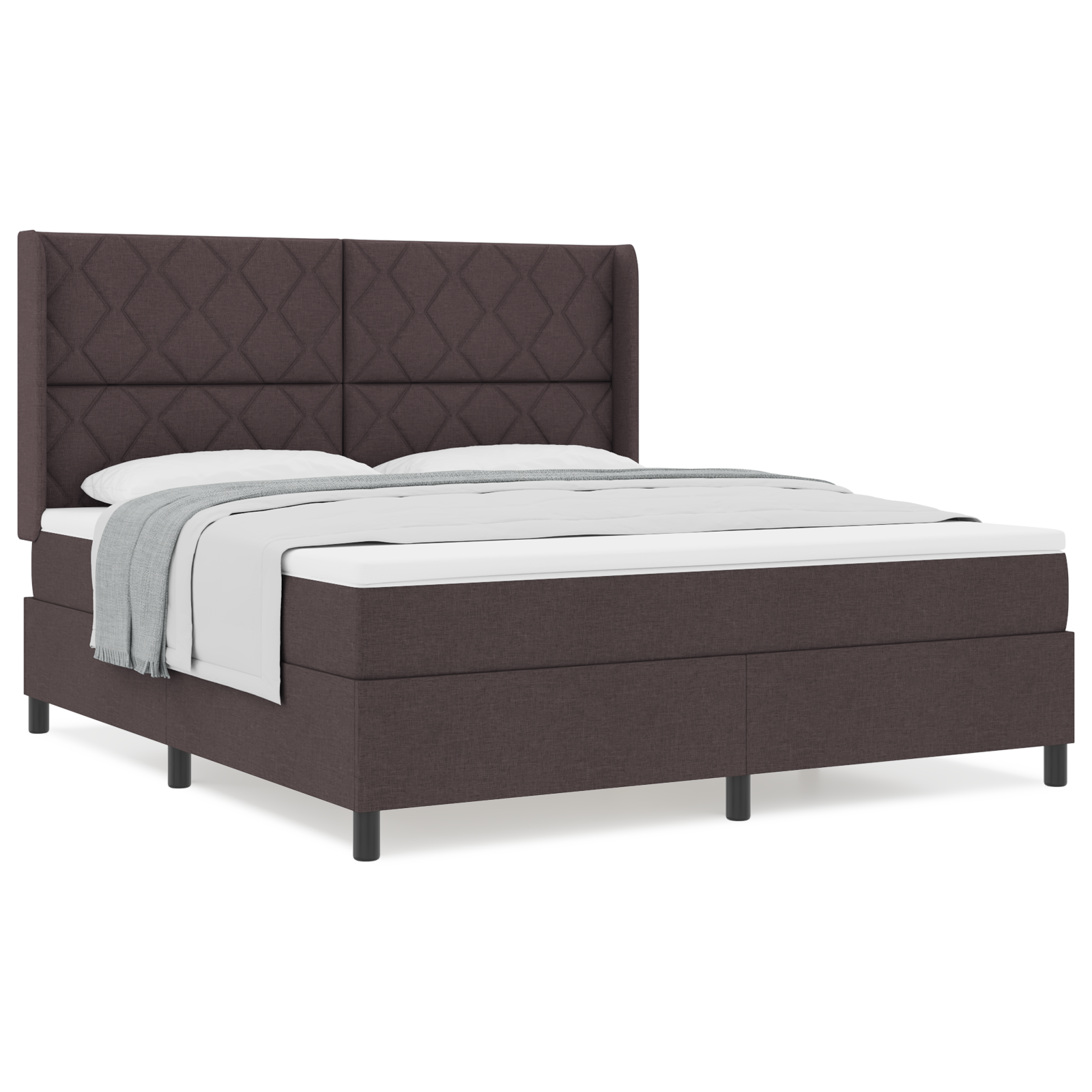 vidaXL Pat cu arcuri cu saltea Maro închis 180 x 200 cm țesătură vidaXL Pat cu arcuri cu saltea Maro închis 180 x 200 cm țesătură