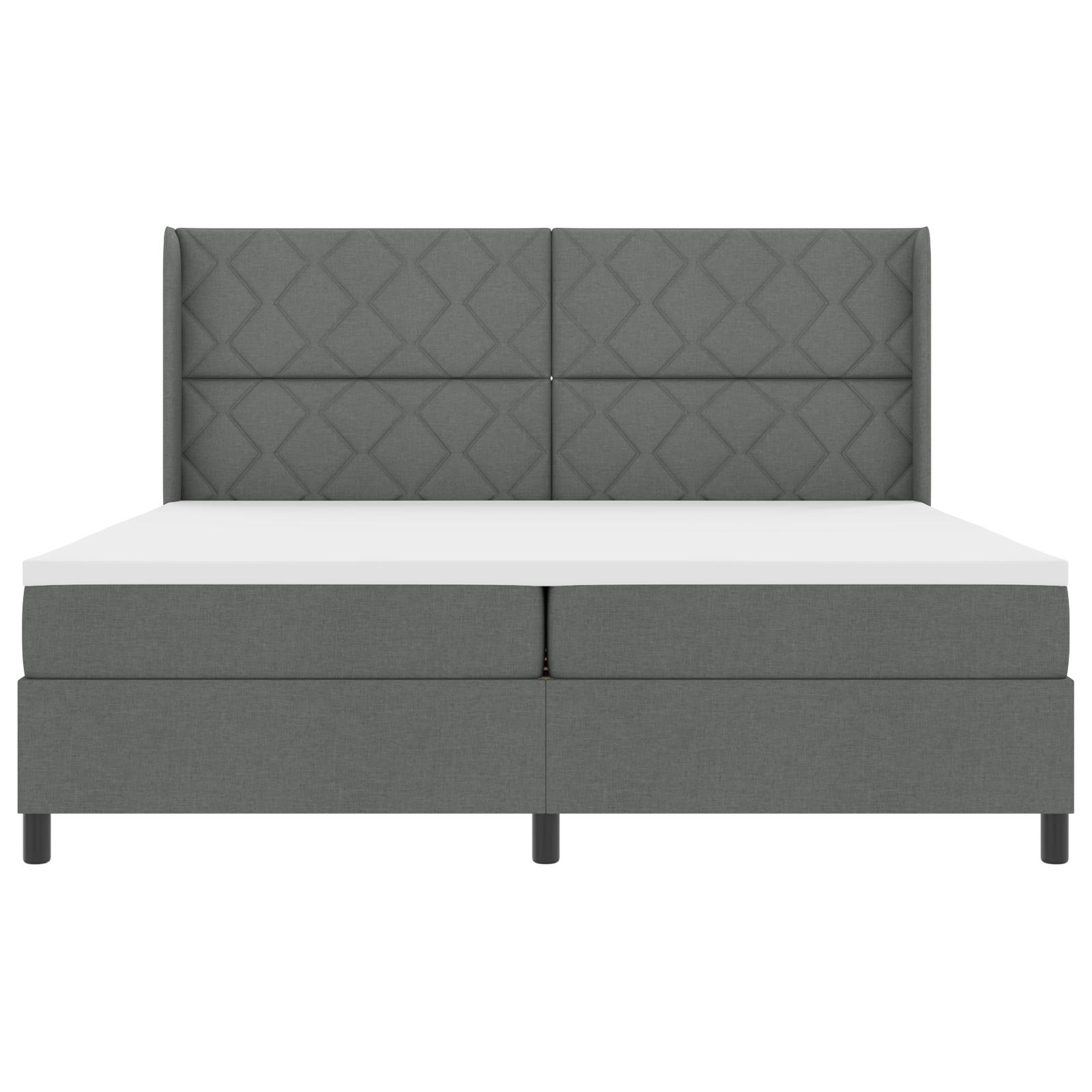 vidaXL Pat cu arcuri cu saltea Gri închis 200 x 200 cm țesătură vidaXL Pat cu arcuri cu saltea Gri închis 200 x 200 cm țesătură