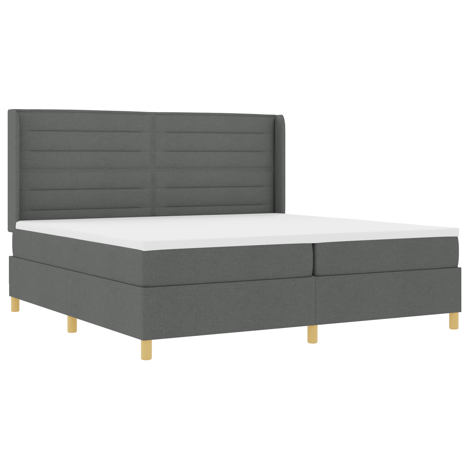 vidaXL Pat cu saltea cu arcuri Gri închis 200 x 200 cm țesătură vidaXL Pat cu saltea cu arcuri Gri închis 200 x 200 cm țesătură