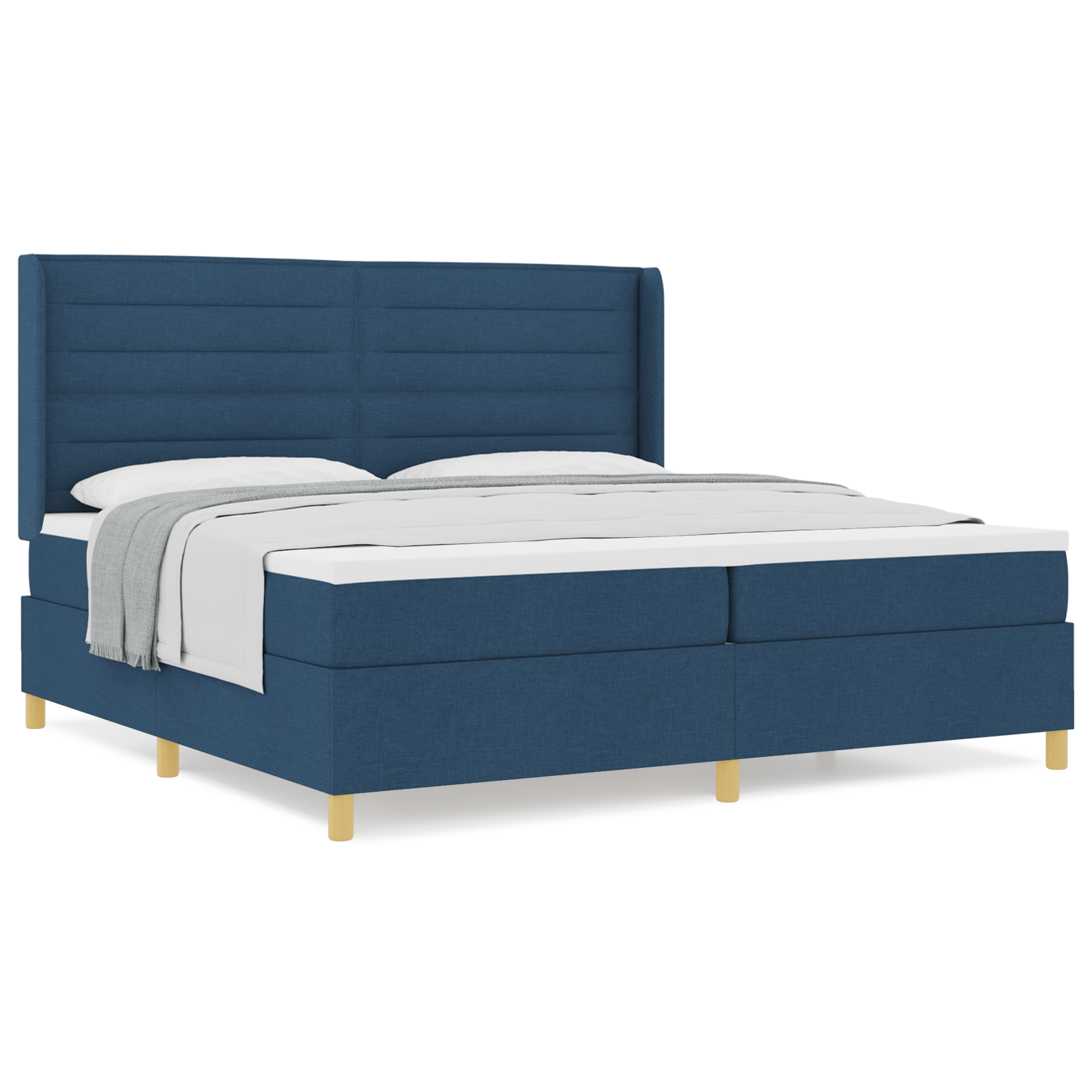 vidaXL Pat cu saltea cu arcuri albastru 200 x 200 cm țesătură