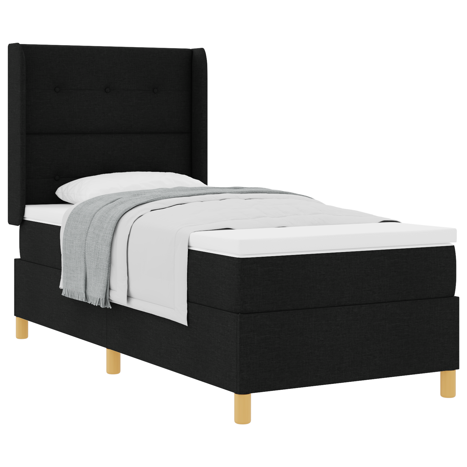 vidaXL Pat cu saltea cu arcuri cu saltea Negru 80 x 200 cm țesătură vidaXL Pat cu saltea cu arcuri cu saltea Negru 80 x 200 cm țesătură