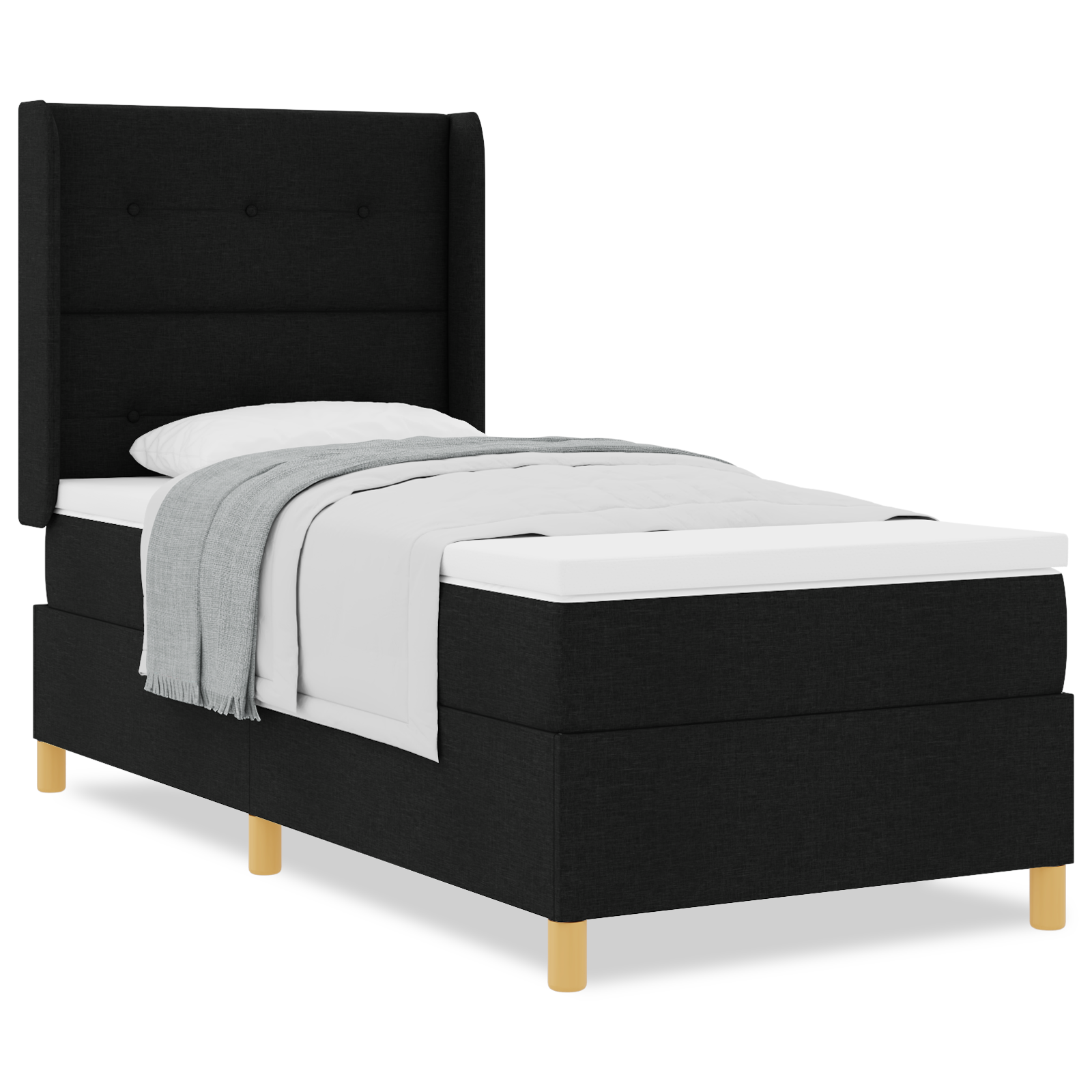 vidaXL Pat cu saltea cu arcuri cu saltea Negru 80 x 200 cm țesătură vidaXL Pat cu saltea cu arcuri cu saltea Negru 80 x 200 cm țesătură