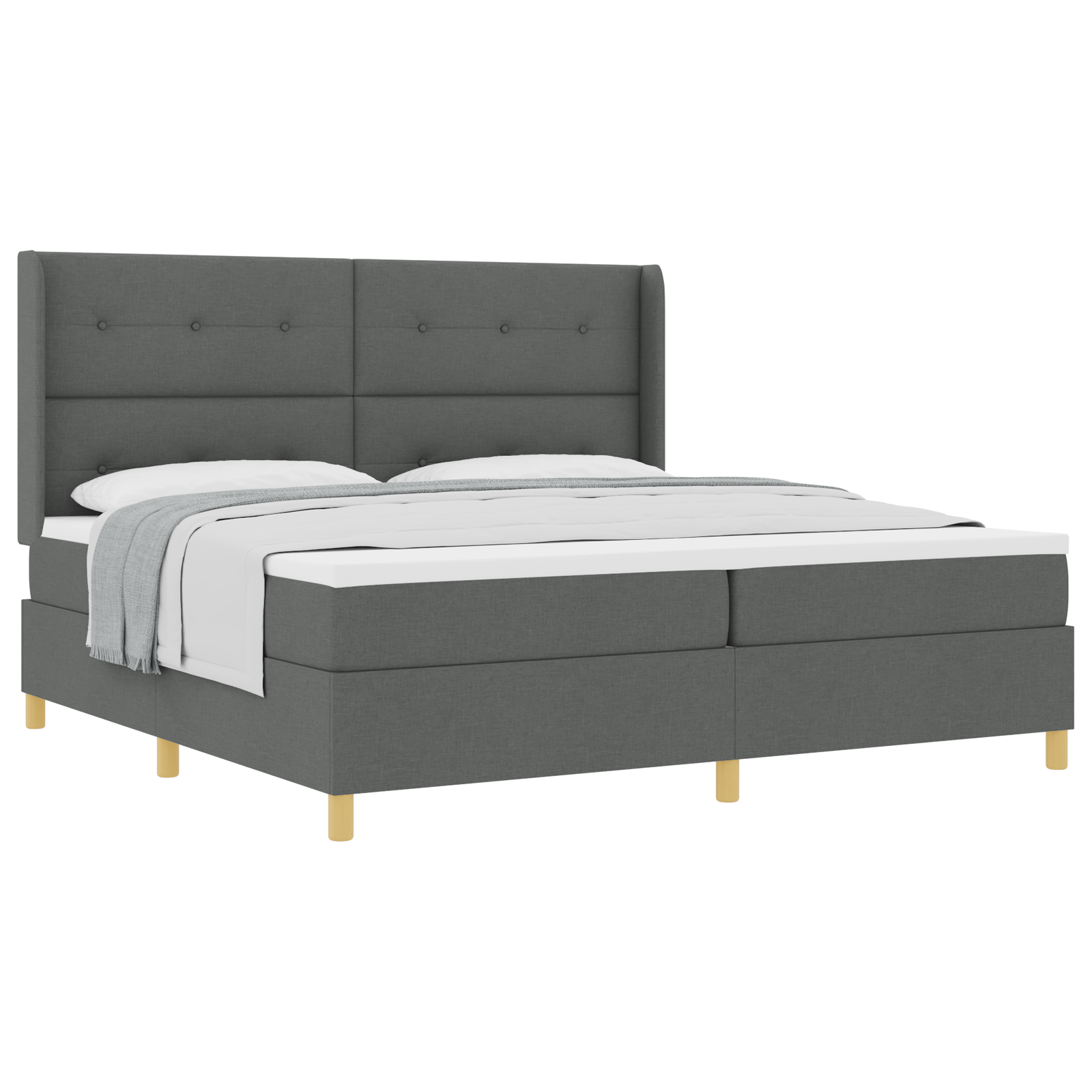 vidaXL Pat cu saltea cu arcuri Gri închis 200 x 200 cm țesătură