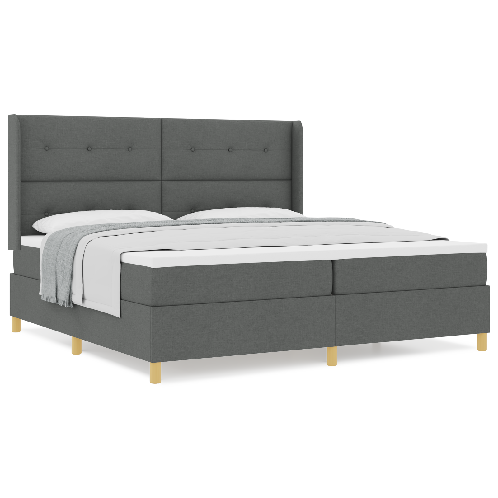 vidaXL Pat cu saltea cu arcuri Gri închis 200 x 200 cm țesătură