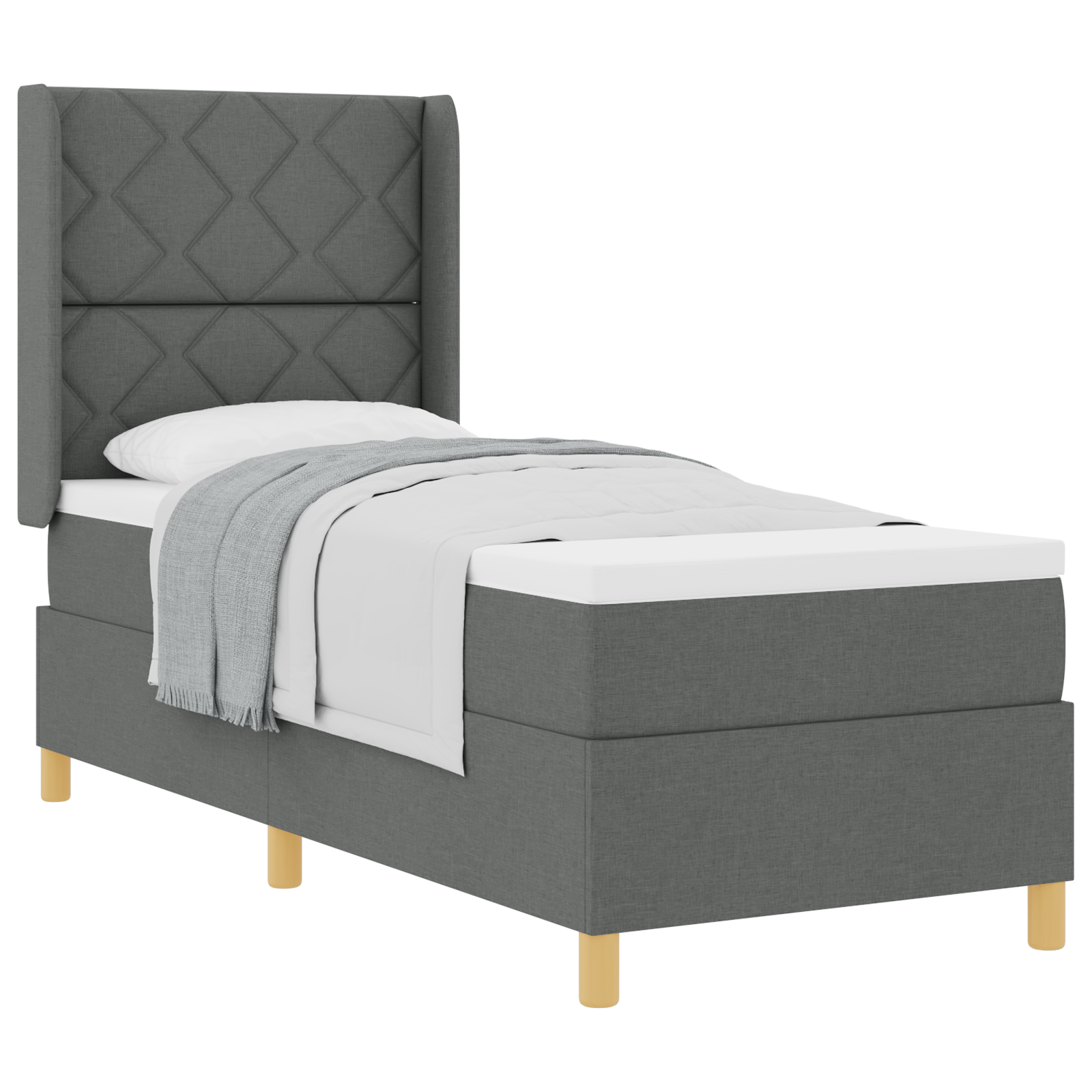 vidaXL Pat cu saltea cu arcuri Gri închis 80 x 200 cm țesătură