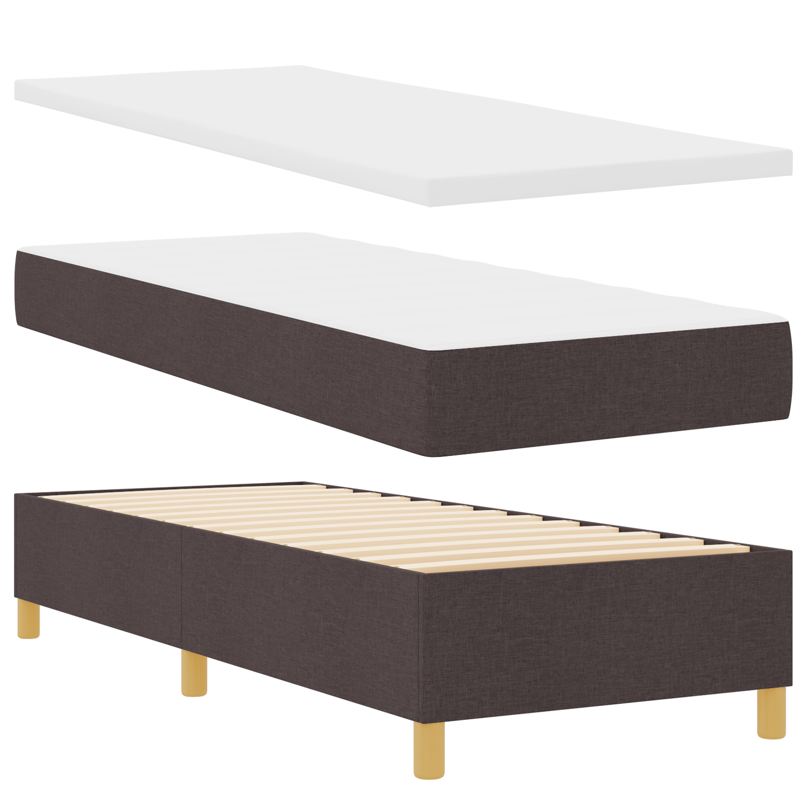 vidaXL Pat cu saltea cu arcuri Maro închis 80 x 200 cm țesătură