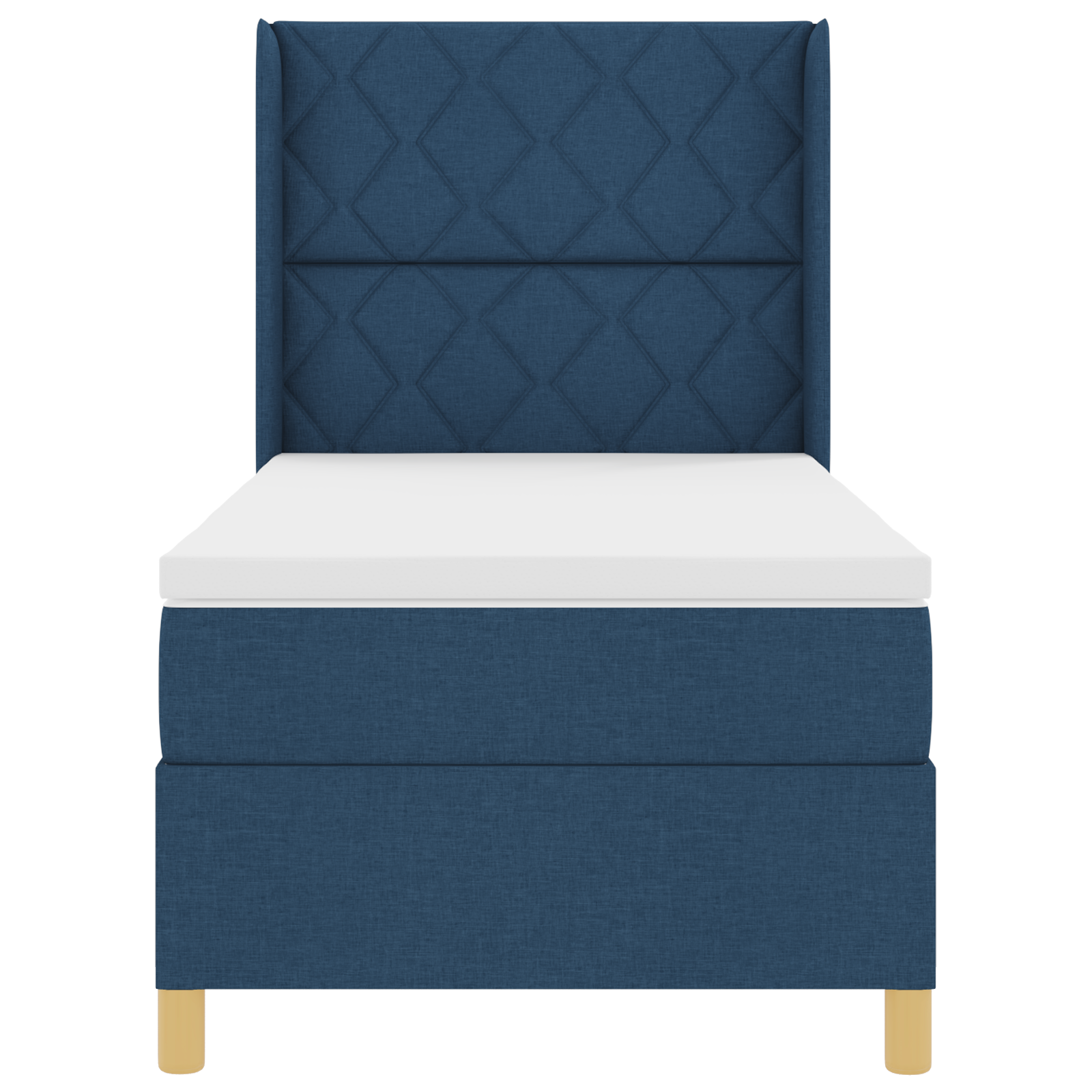 vidaXL Pat cu saltea cu arcuri cu saltea albastru 90 x 190 cm țesătură vidaXL Pat cu saltea cu arcuri cu saltea albastru 90 x 190 cm țesătură
