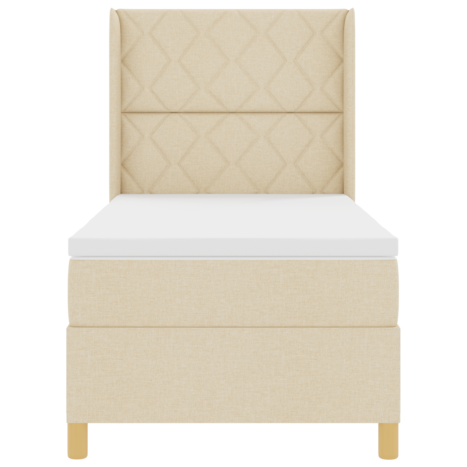 vidaXL Pat cu saltea cu arcuri cu saltea Crem 90 x 200 cm țesătură vidaXL Pat cu saltea cu arcuri cu saltea Crem 90 x 200 cm țesătură
