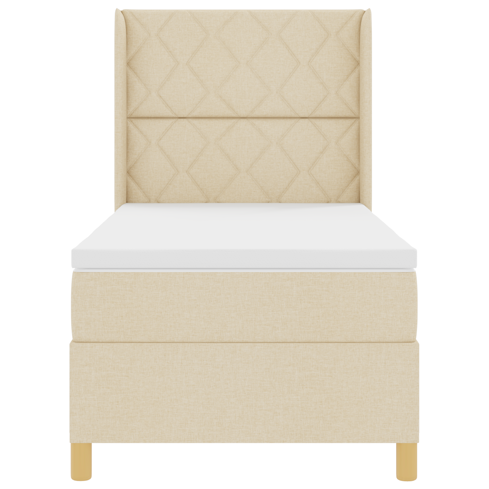vidaXL Pat cu saltea cu arcuri cu saltea Crem 100 x 200 cm țesătură vidaXL Pat cu saltea cu arcuri cu saltea Crem 100 x 200 cm țesătură