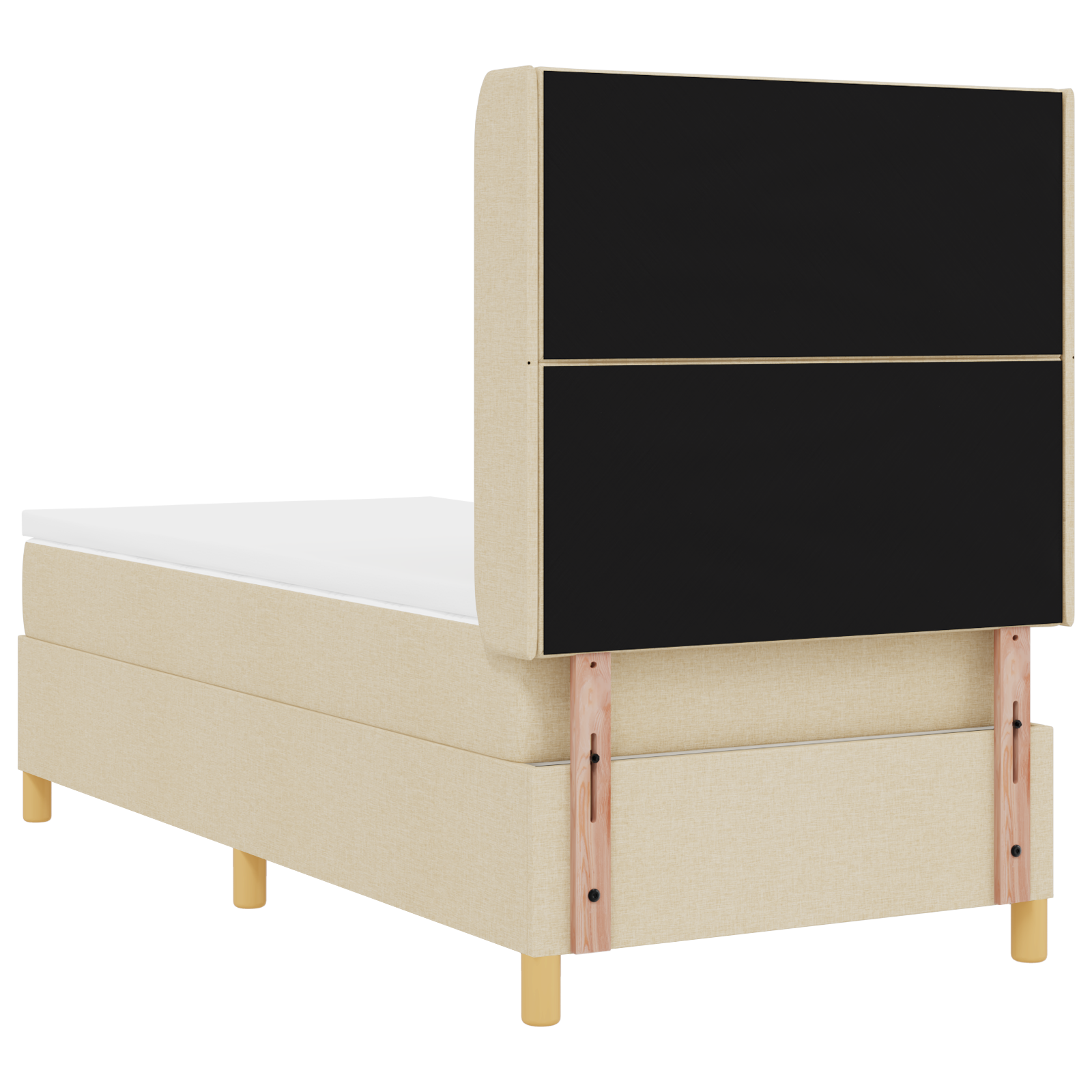 vidaXL Pat cu saltea cu arcuri cu saltea Crem 100 x 200 cm țesătură vidaXL Pat cu saltea cu arcuri cu saltea Crem 100 x 200 cm țesătură