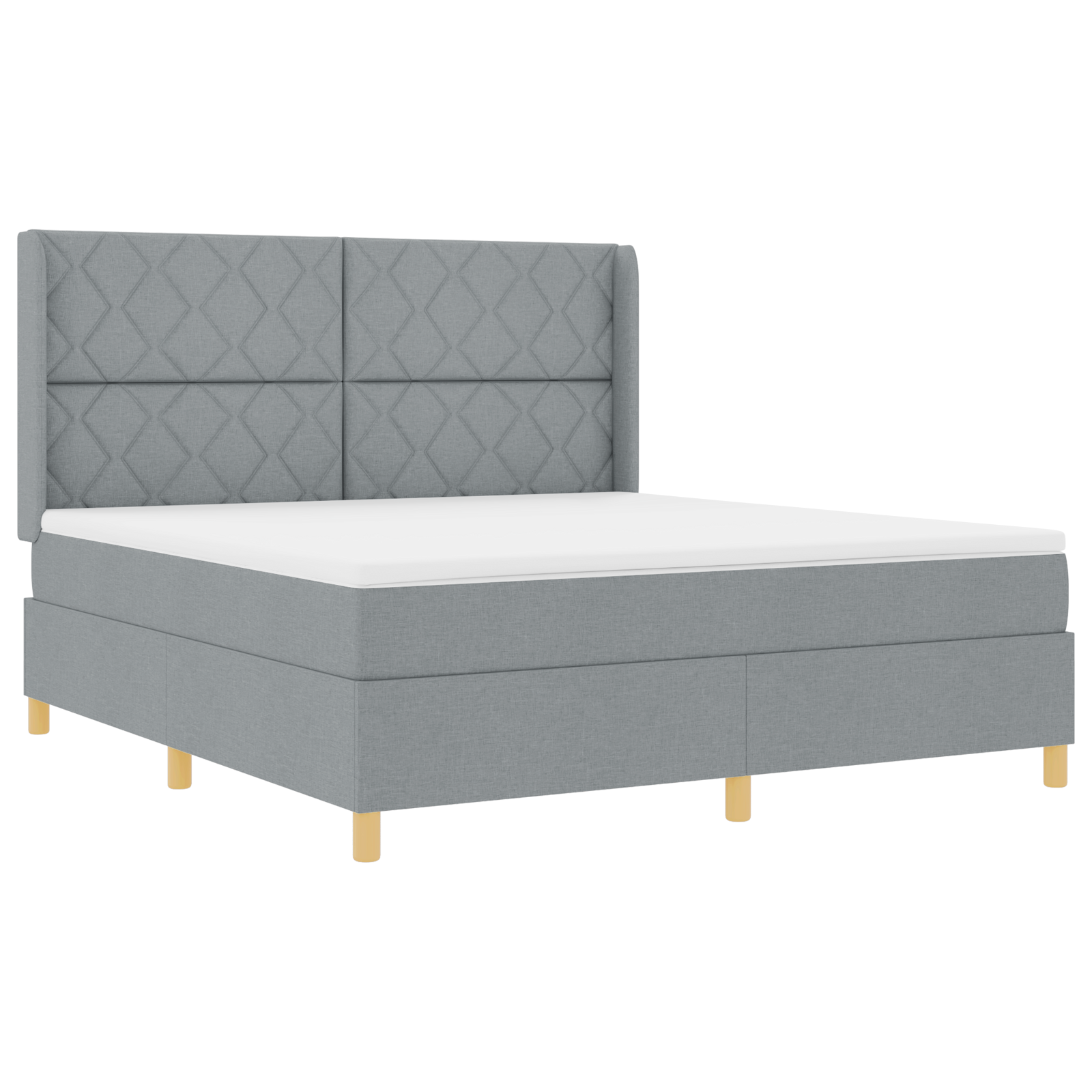 vidaXL Pat cu saltea cu arcuri Gri deschis 180 x 200 cm țesătură vidaXL Pat cu saltea cu arcuri Gri deschis 180 x 200 cm țesătură