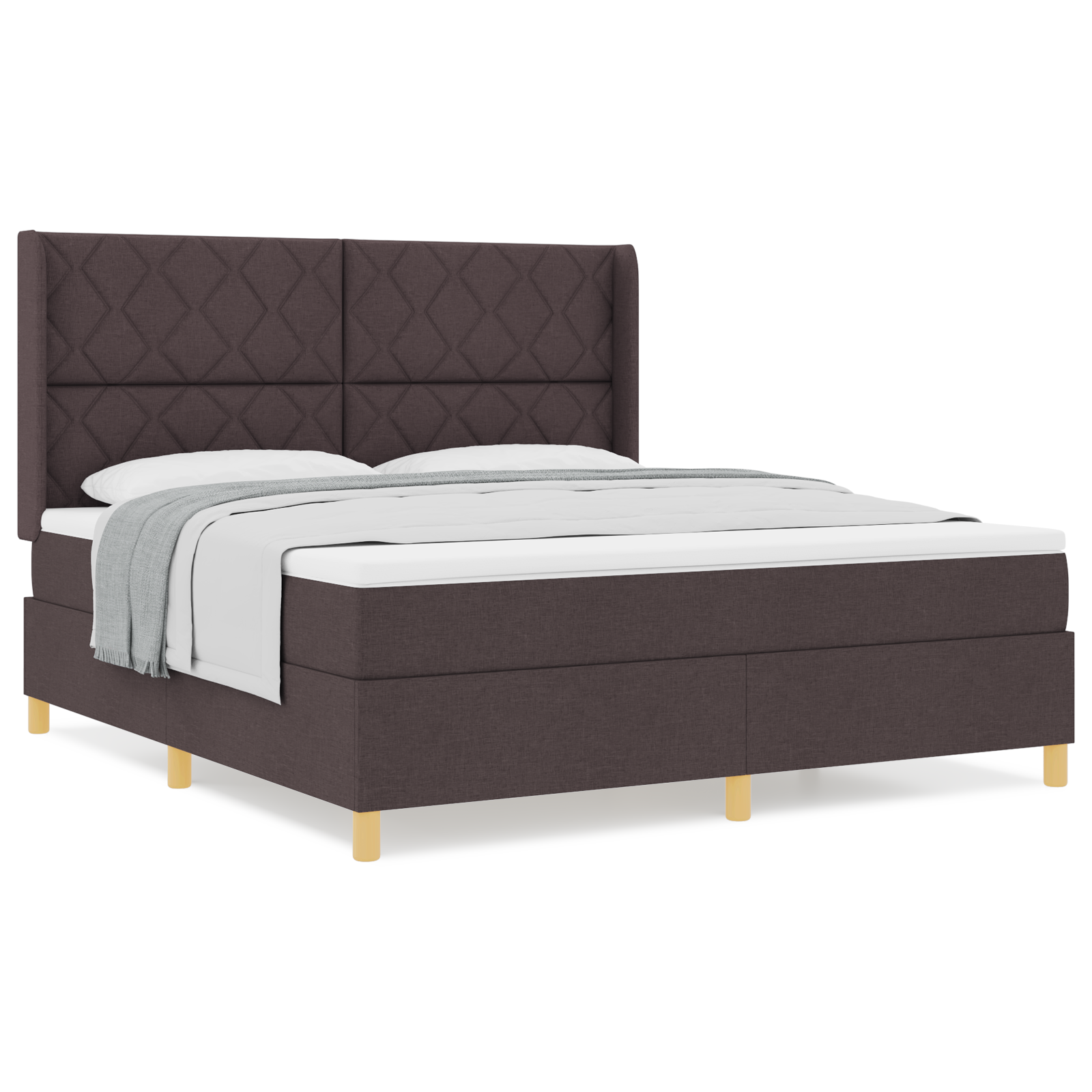 vidaXL Pat cu saltea cu arcuri Maro închis 180 x 200 cm țesătură