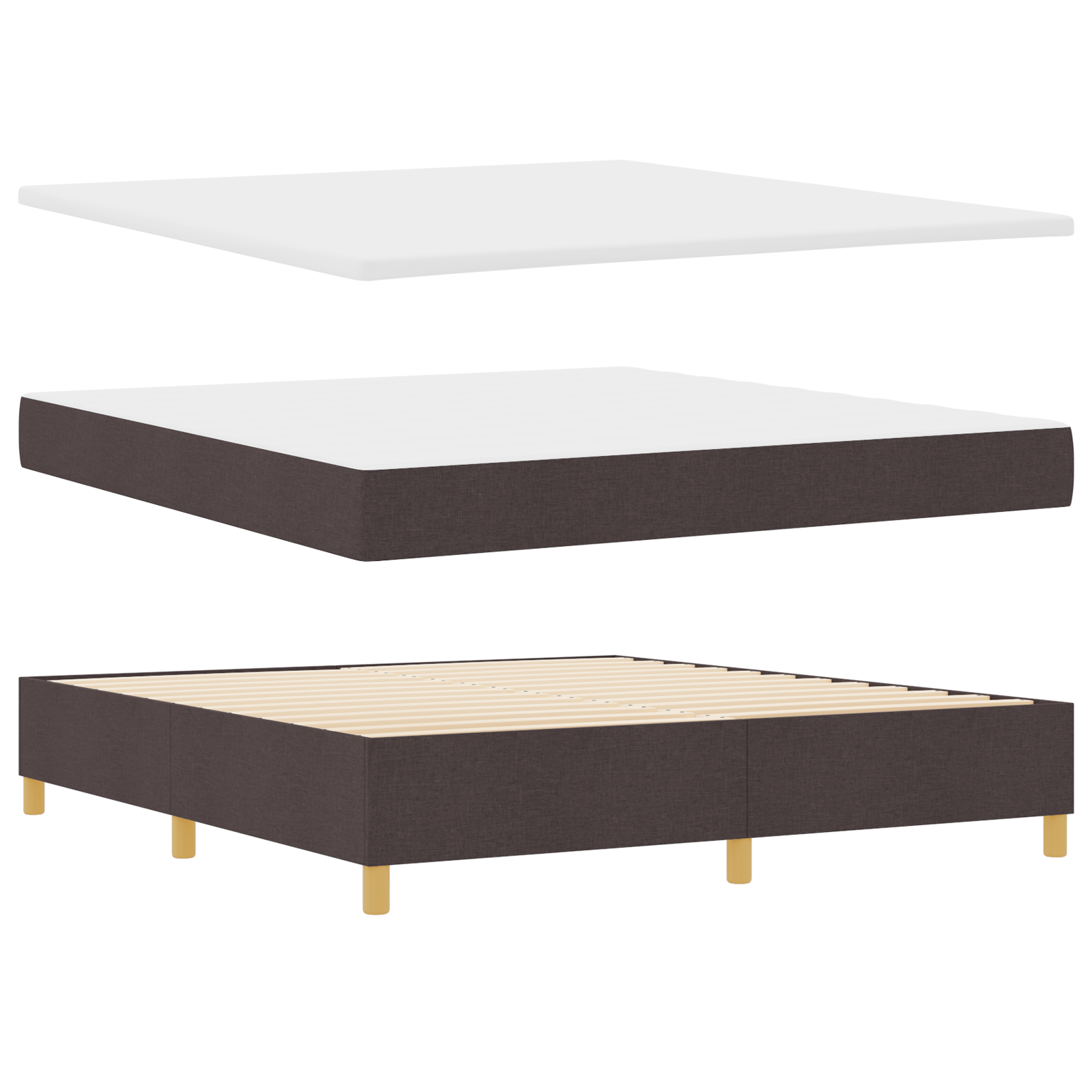 vidaXL Pat cu saltea cu arcuri Maro închis 180 x 200 cm țesătură