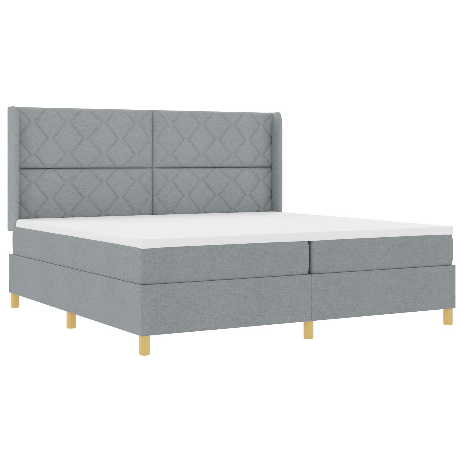 vidaXL Pat cu saltea cu arcuri Gri deschis 200 x 200 cm țesătură vidaXL Pat cu saltea cu arcuri Gri deschis 200 x 200 cm țesătură