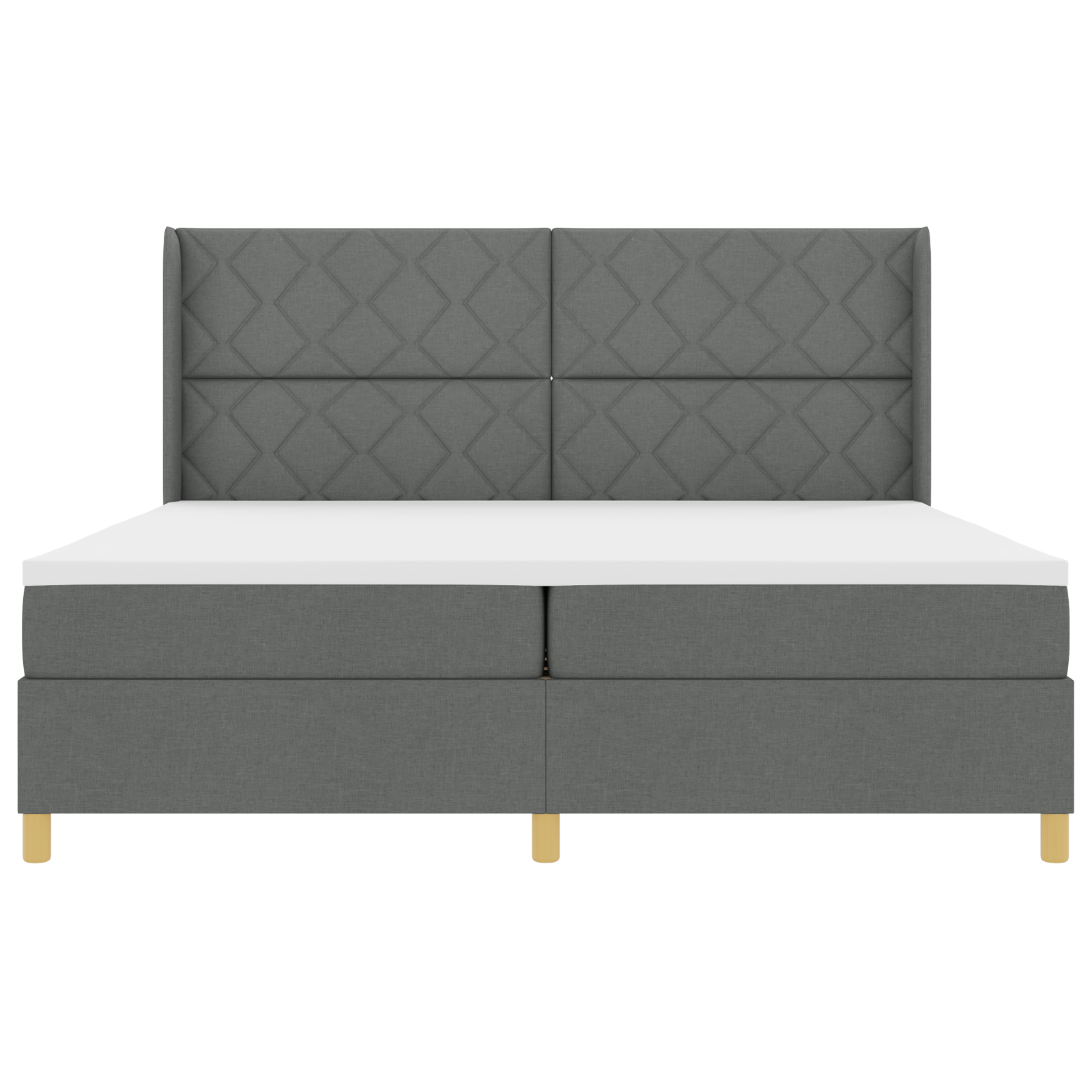 vidaXL Pat cu saltea cu arcuri Gri închis 200 x 200 cm țesătură vidaXL Pat cu saltea cu arcuri Gri închis 200 x 200 cm țesătură
