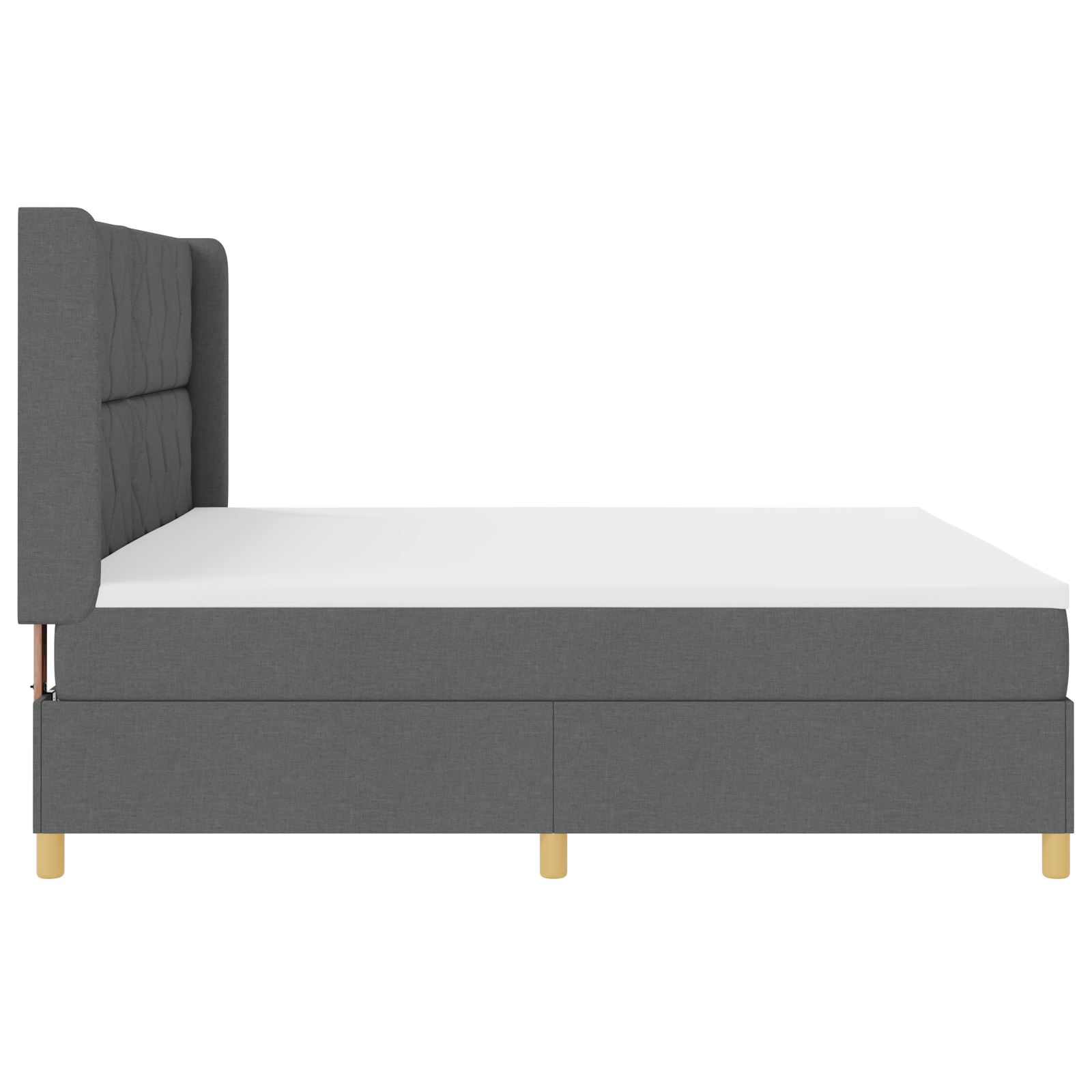 vidaXL Pat cu saltea cu arcuri Gri închis 200 x 200 cm țesătură vidaXL Pat cu saltea cu arcuri Gri închis 200 x 200 cm țesătură