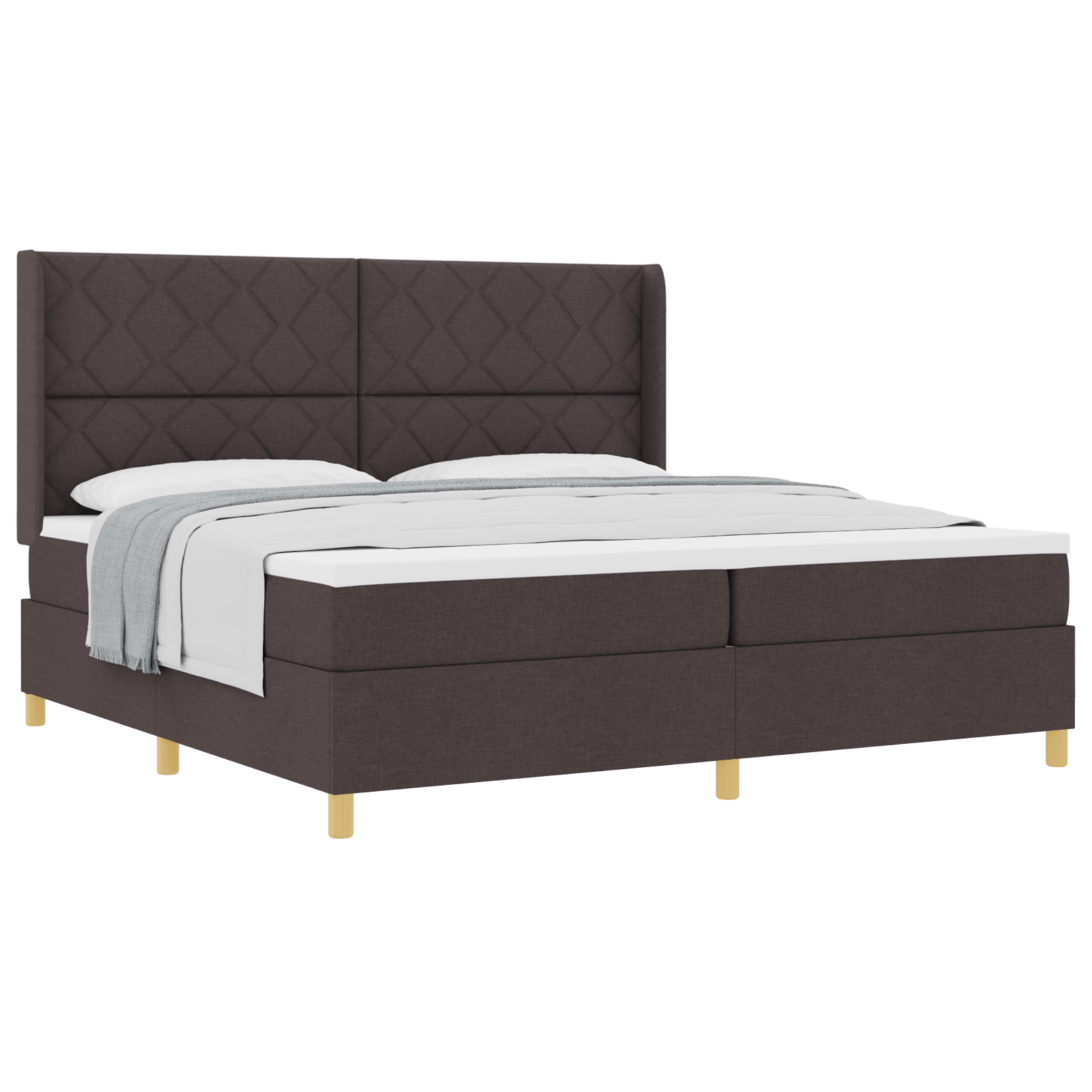 vidaXL Pat cu saltea cu arcuri Maro închis 200 x 200 cm țesătură