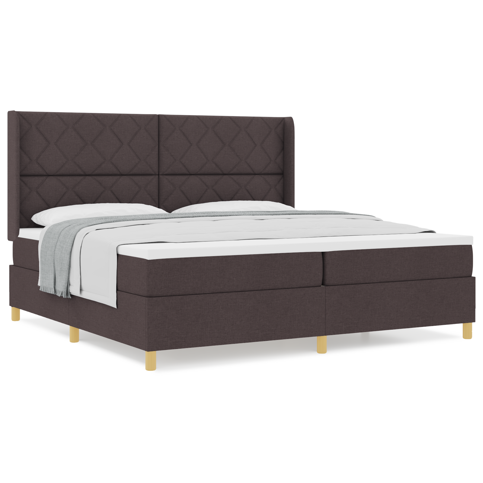 vidaXL Pat cu saltea cu arcuri Maro închis 200 x 200 cm țesătură