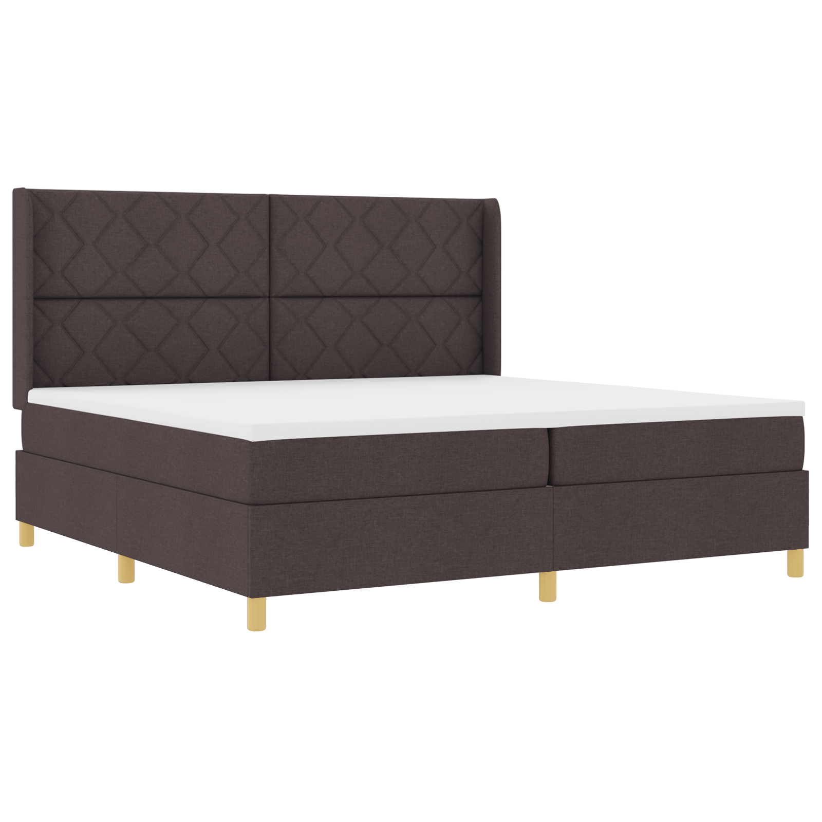 vidaXL Pat cu saltea cu arcuri Maro închis 200 x 200 cm țesătură