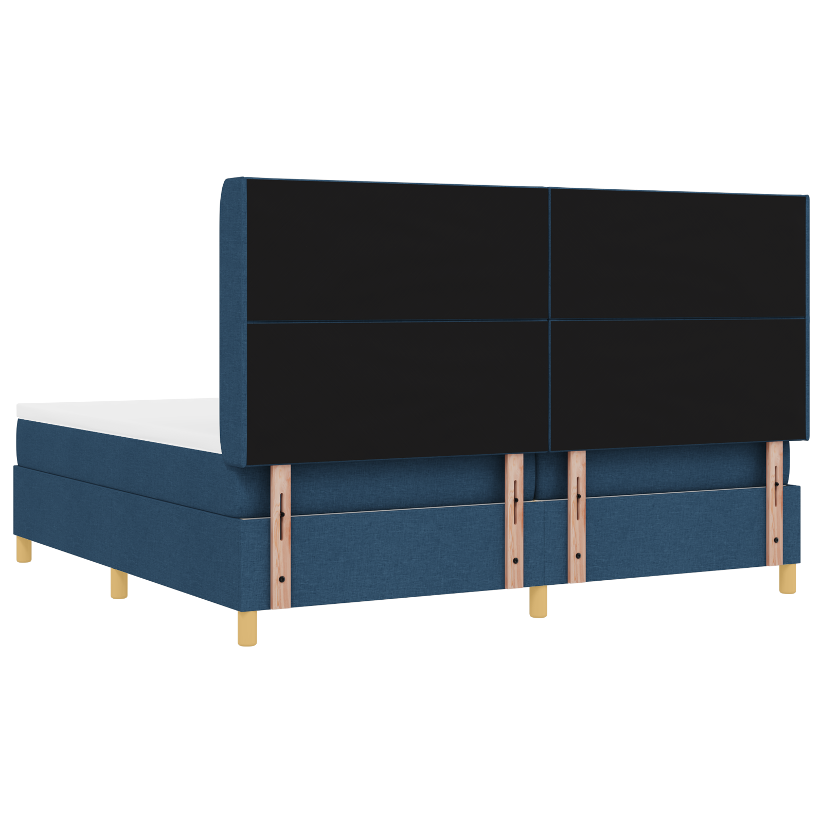 vidaXL Pat cu saltea cu arcuri albastru 200 x 200 cm țesătură vidaXL Pat cu saltea cu arcuri albastru 200 x 200 cm țesătură