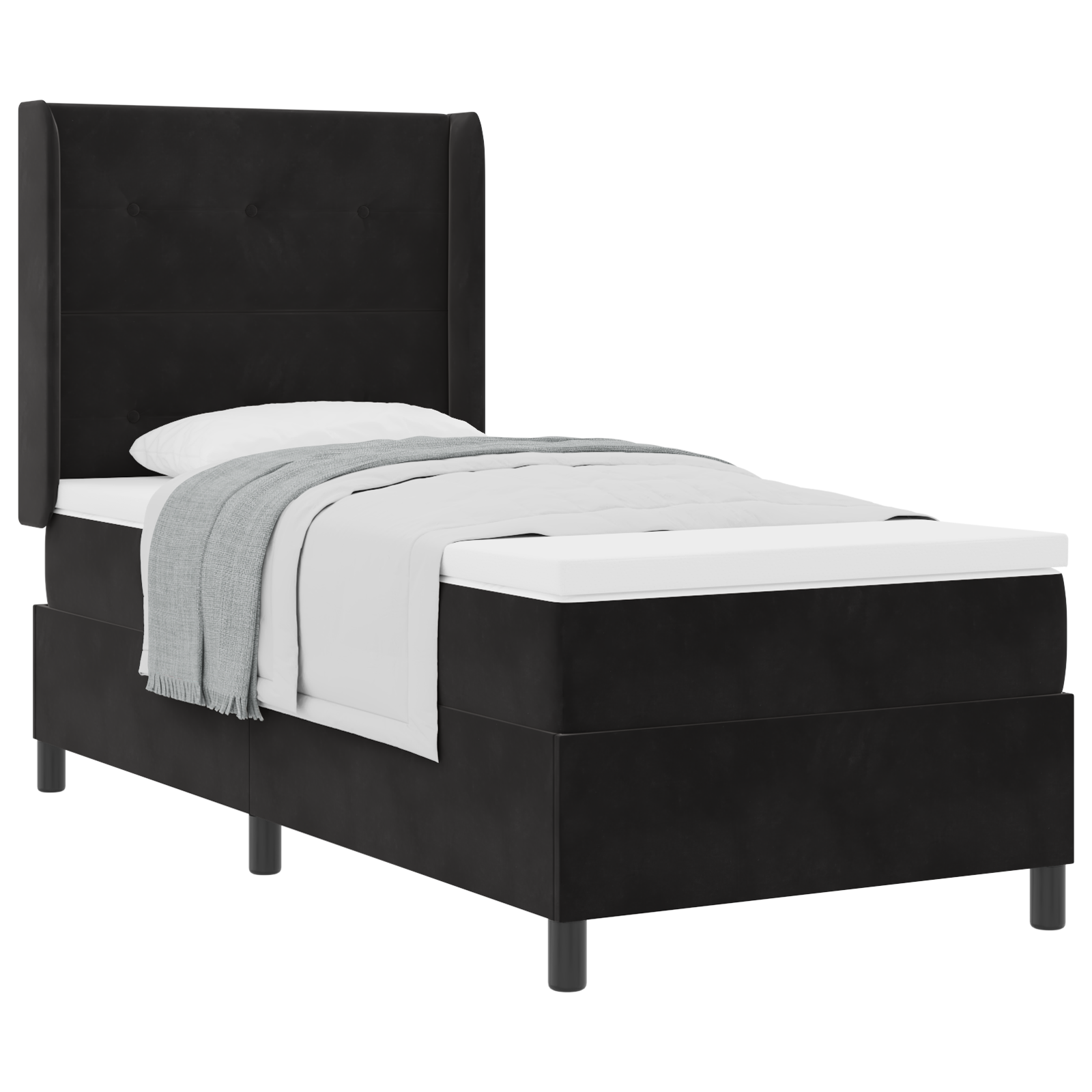 Pat Box Spring vidaXL cu saltea Negru 100x200 cm Catifea Pat Box Spring vidaXL cu saltea Negru 100x200 cm Catifea
