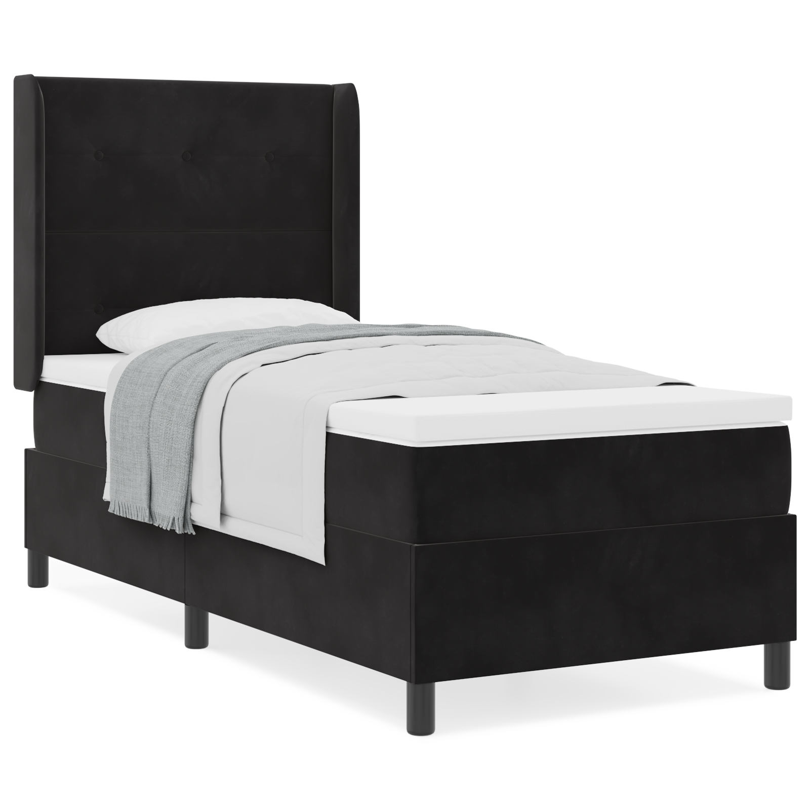 Pat Box Spring vidaXL cu saltea Negru 100x200 cm Catifea Pat Box Spring vidaXL cu saltea Negru 100x200 cm Catifea
