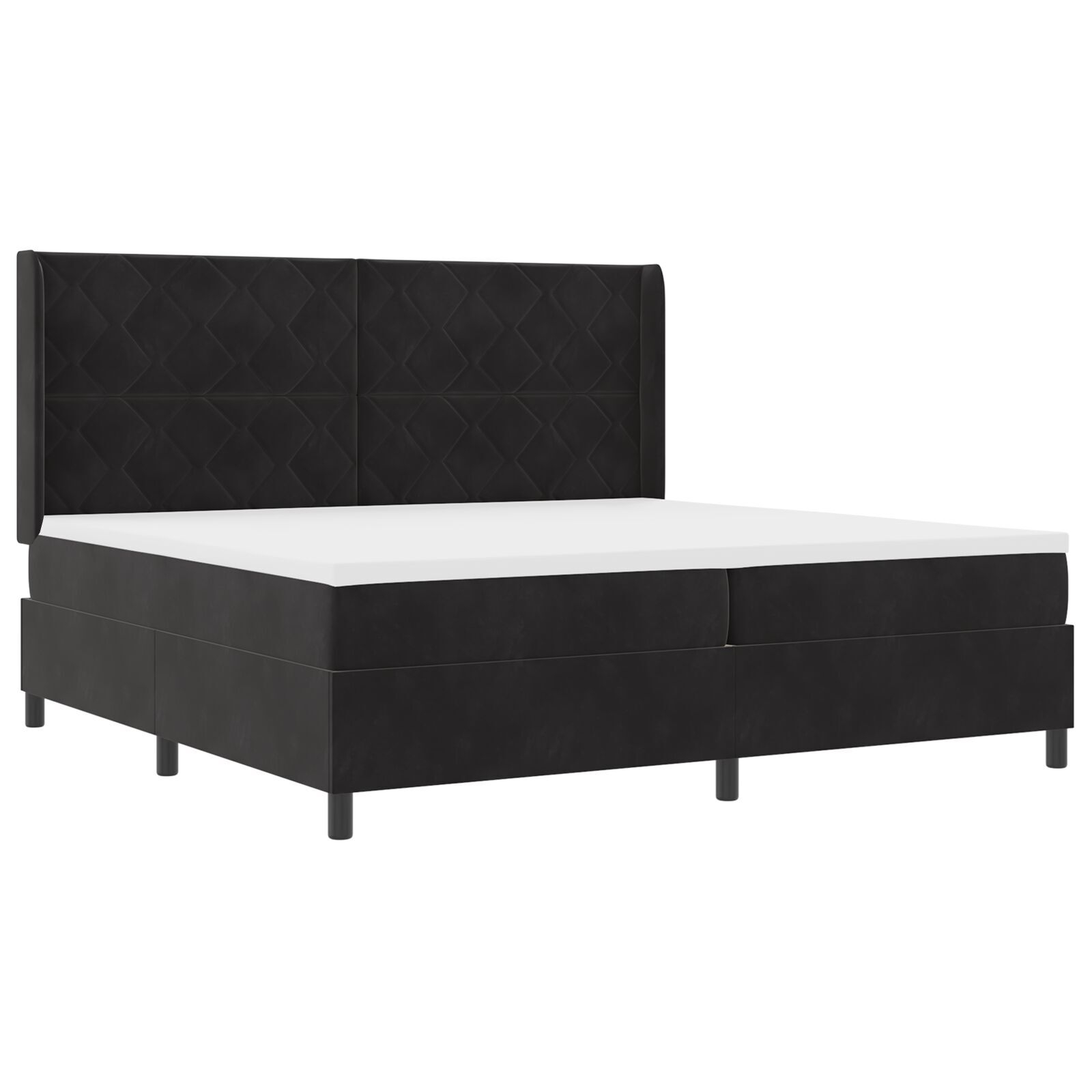 Pat cu arcuri vidaXL cu saltea Negru 200x200 cm Catifea Pat cu arcuri vidaXL cu saltea Negru 200x200 cm Catifea