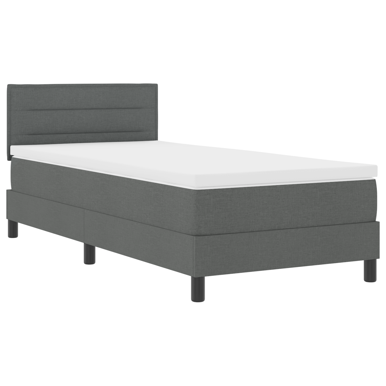 vidaXL Pat cu arcuri cu saltea Gri închis 90 x 200 cm țesătură vidaXL Pat cu arcuri cu saltea Gri închis 90 x 200 cm țesătură